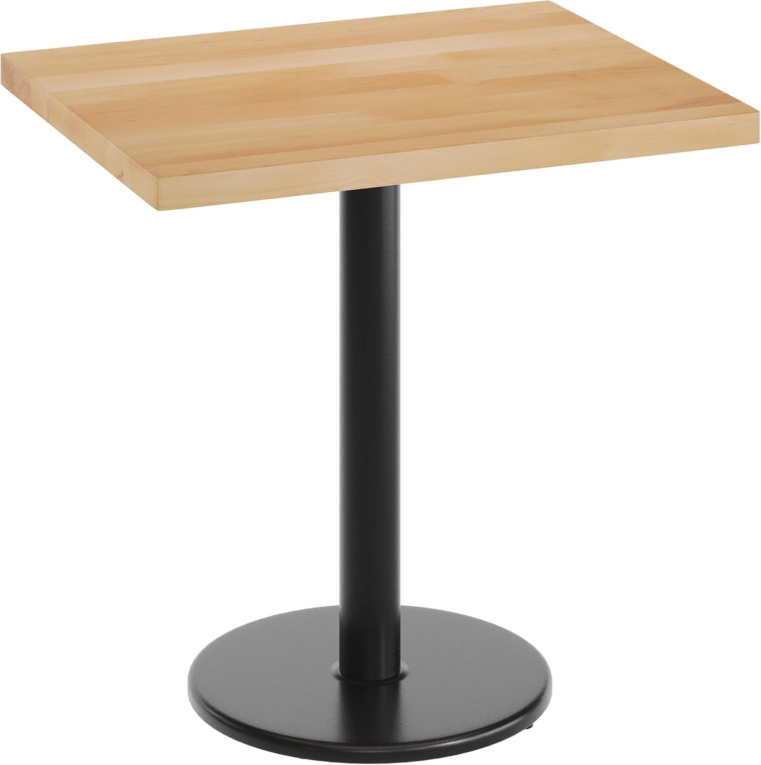 Natural 24×30″ Tabletop with 18″ Round Black Cast Iron Base for Dining