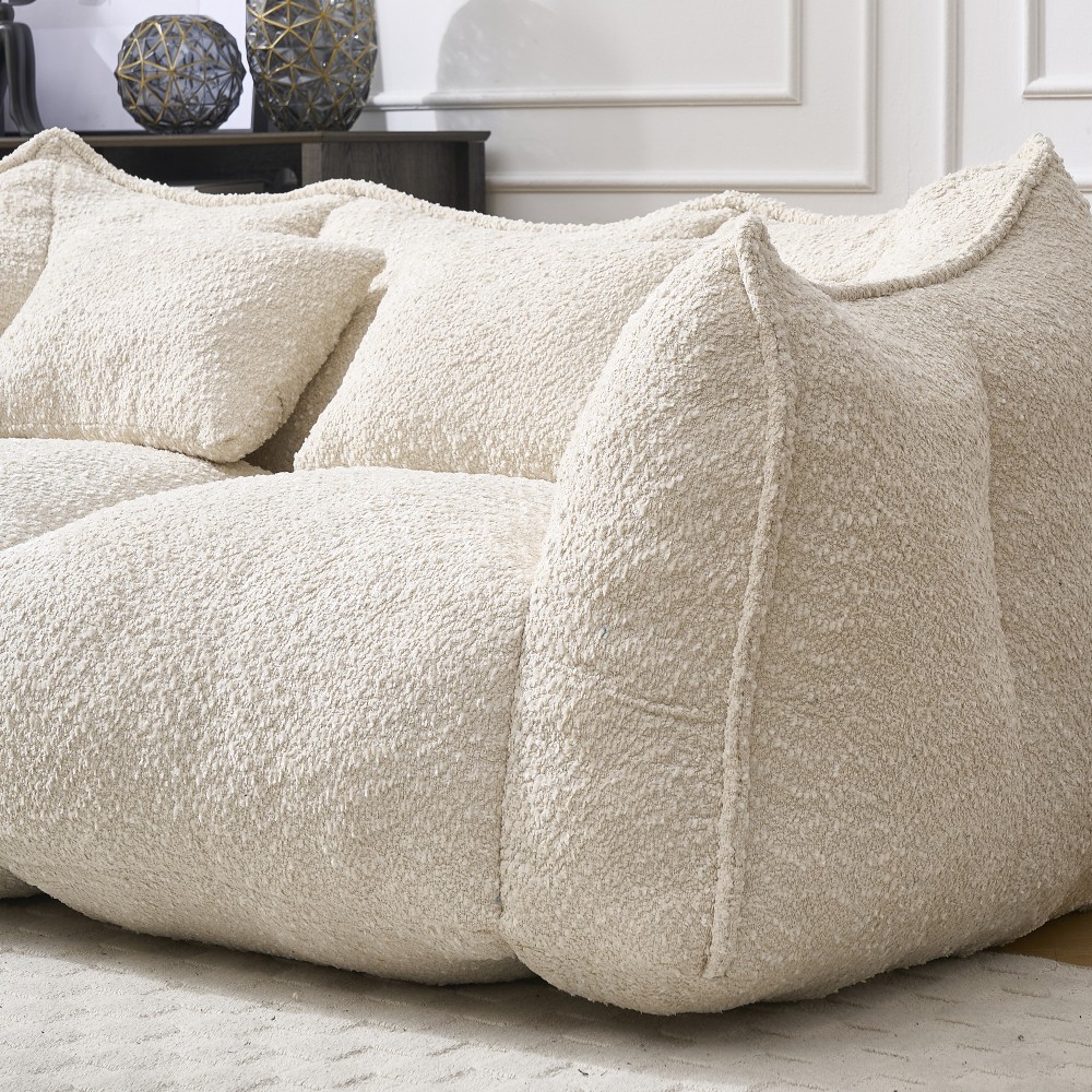 2-Seater Soft Beanbag Sofa, High Resilience Foam, Square Recliner