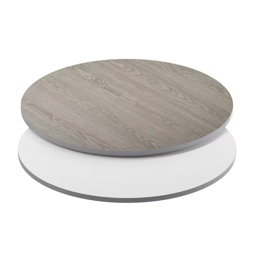 42 In. White/Gray round Table Top Only