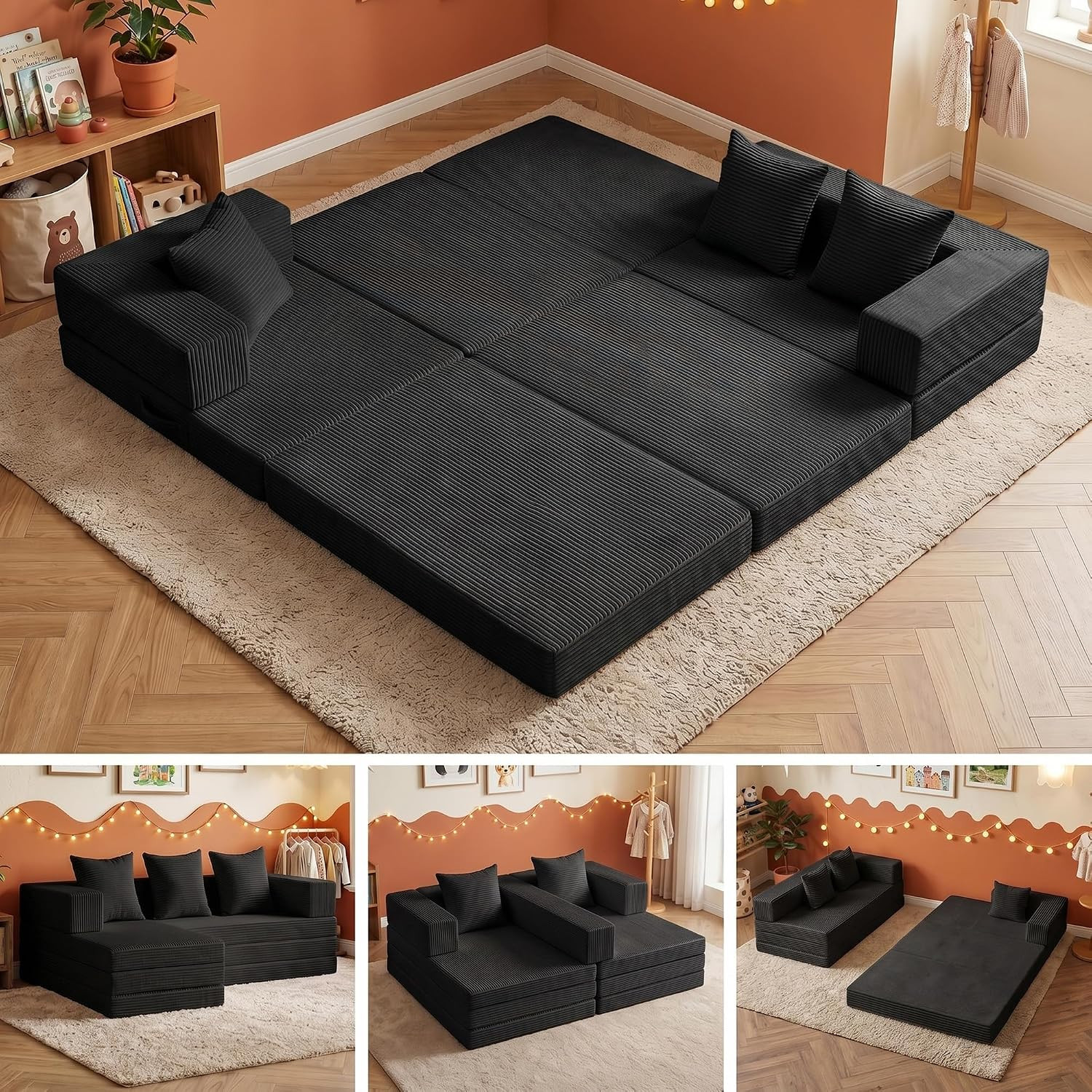 6-In-1 Boneless Couches Modular Sectional Sofa | Cloud Couch Sectional & Tri-Fol
