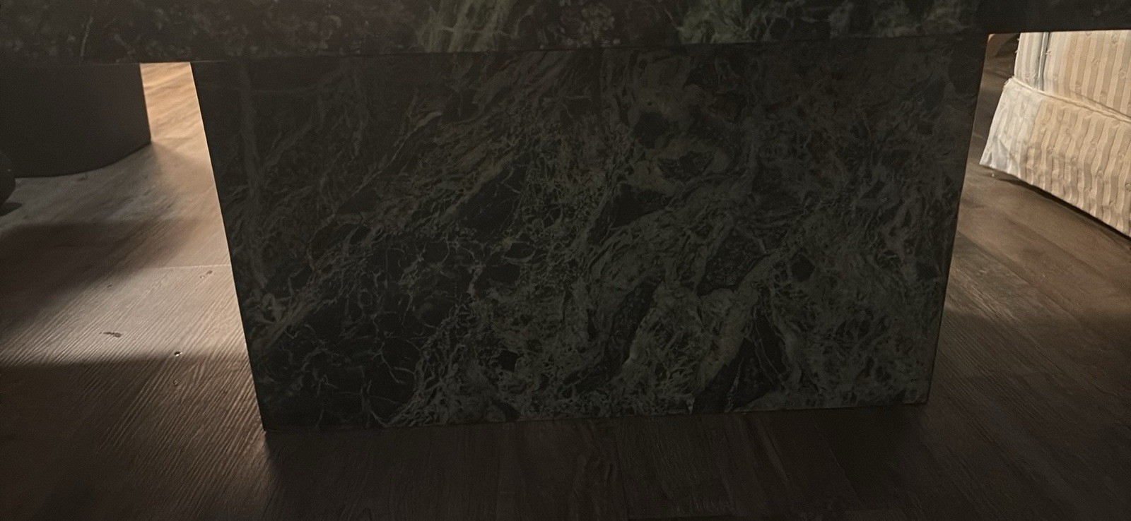 Green White Polished Stone Rectangular Coffee Table Abstract Print