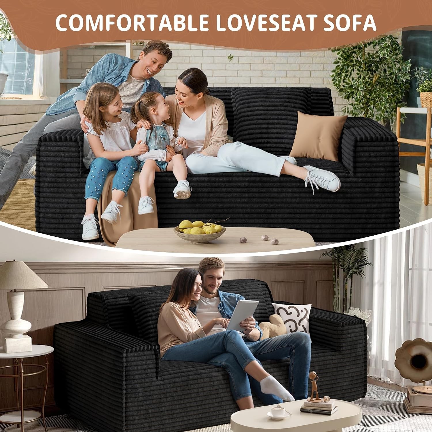 75” Cloud Loveseat Sofa No Assembly Required Comfy Deep Seat Couches 1 pcs