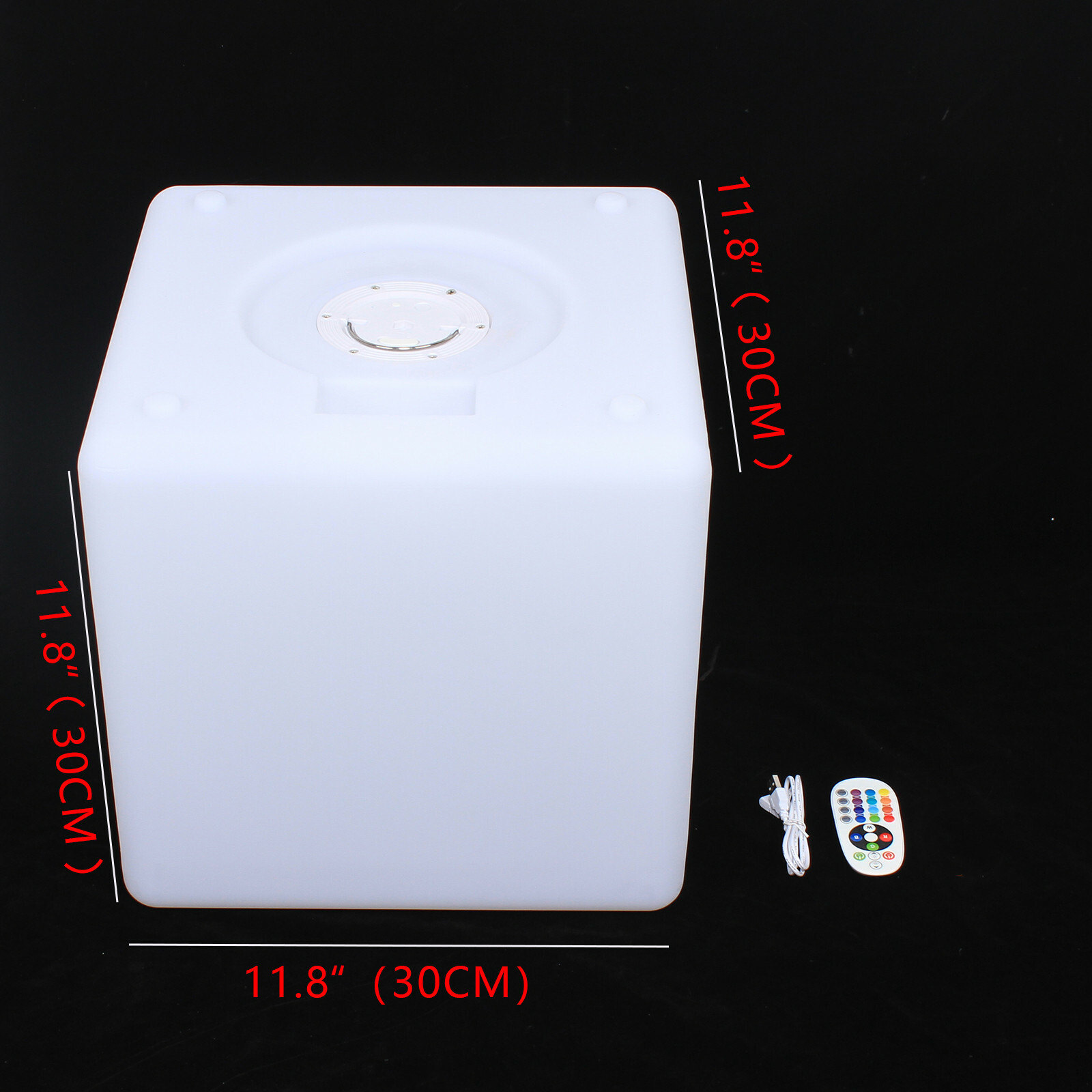 30cm Adjustable Brightness Cube LED Color Square Stool W/Infrared Remote Control