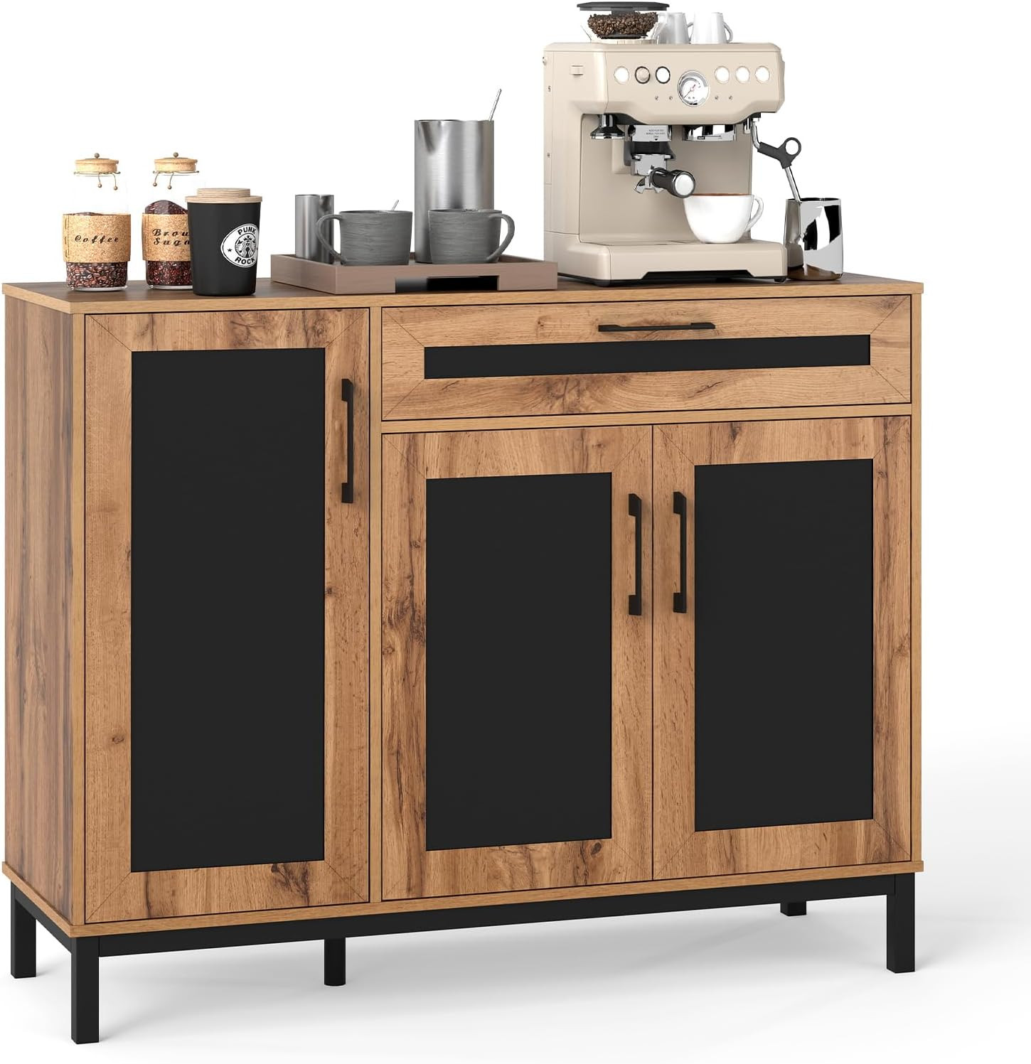48″ Farmhouse Buffet Cabinet with Storage, 3-Door Sideboard for Living Room