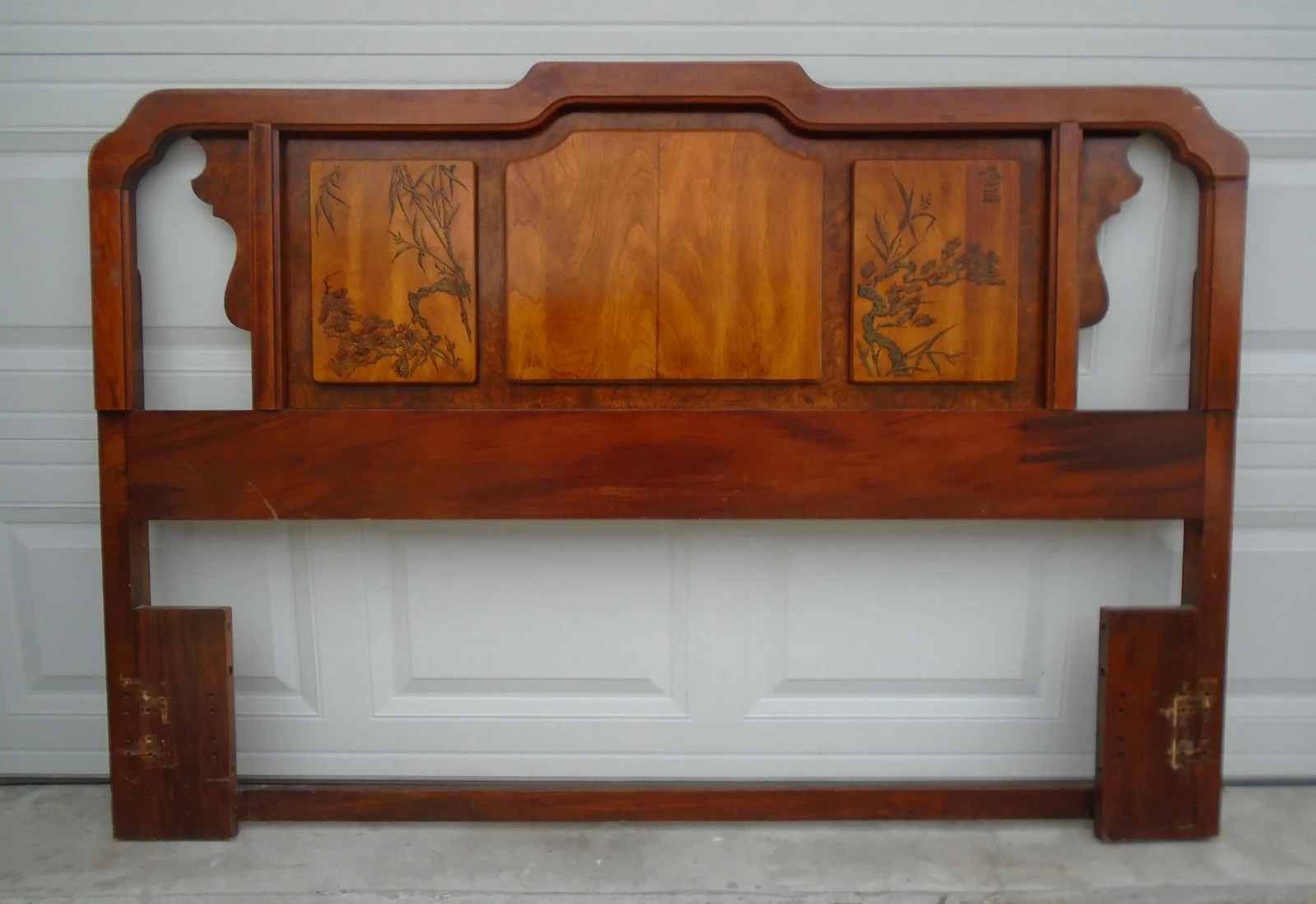 Asian Queen size Headboard Bassett Pagoda Chinoiserie Mandarin Emperor Japanese