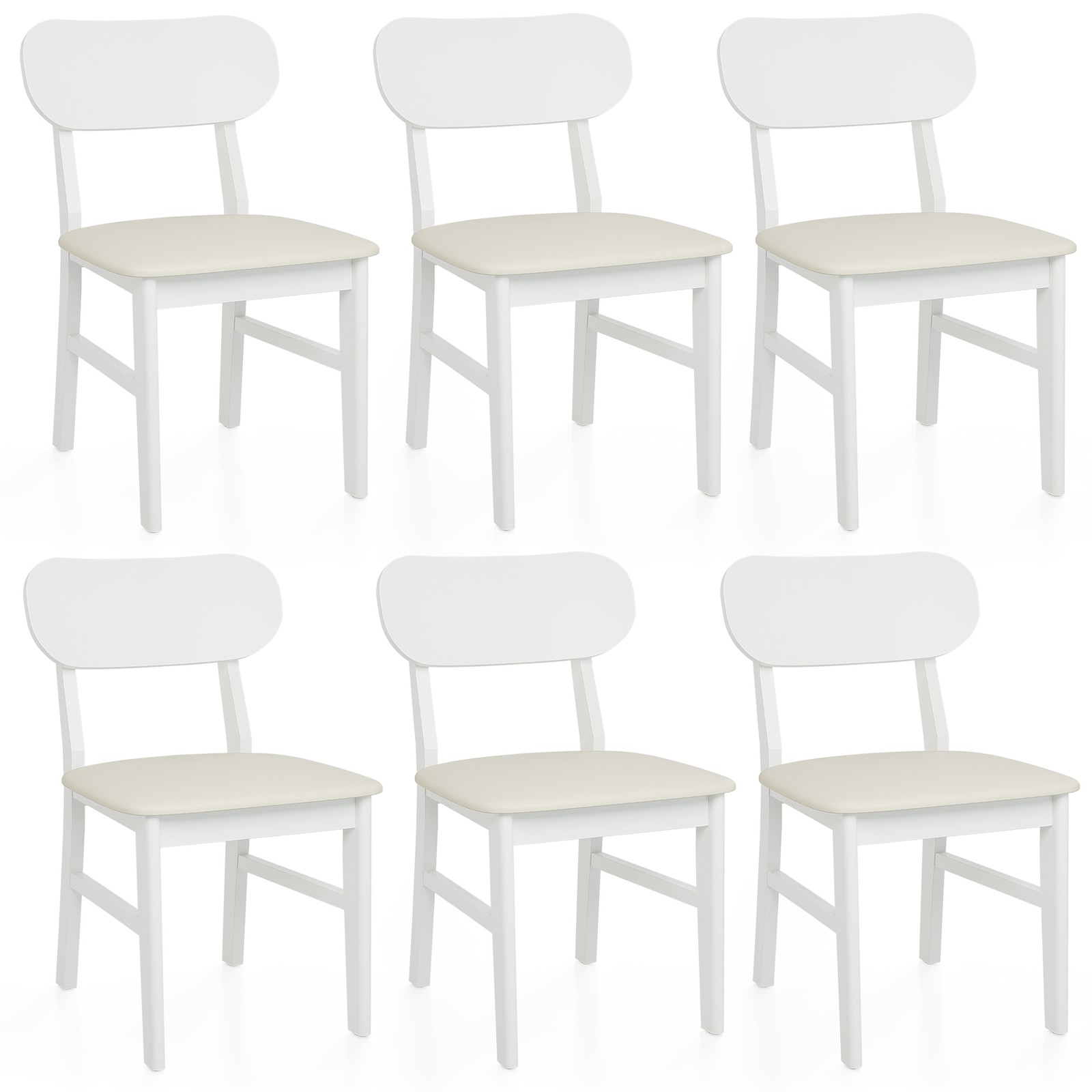 Modern Faux Leather Dining Chairs Set of 2, White, 350 lbs Capacity