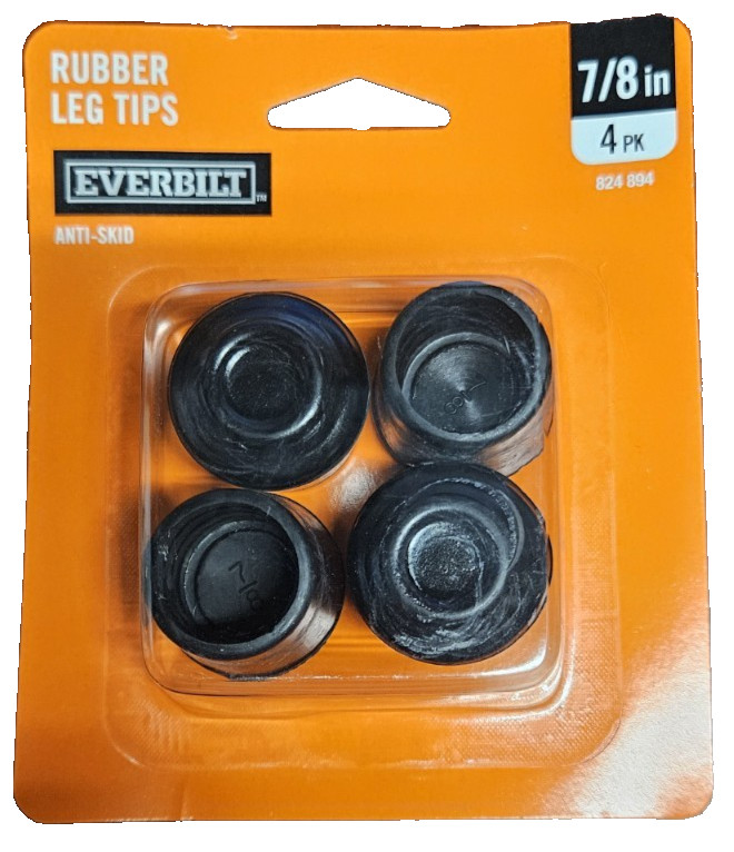 Everbilt 4 Pack 7/8 in. Furniture Table Chair Rubber Leg Tips Anti Skid – Black