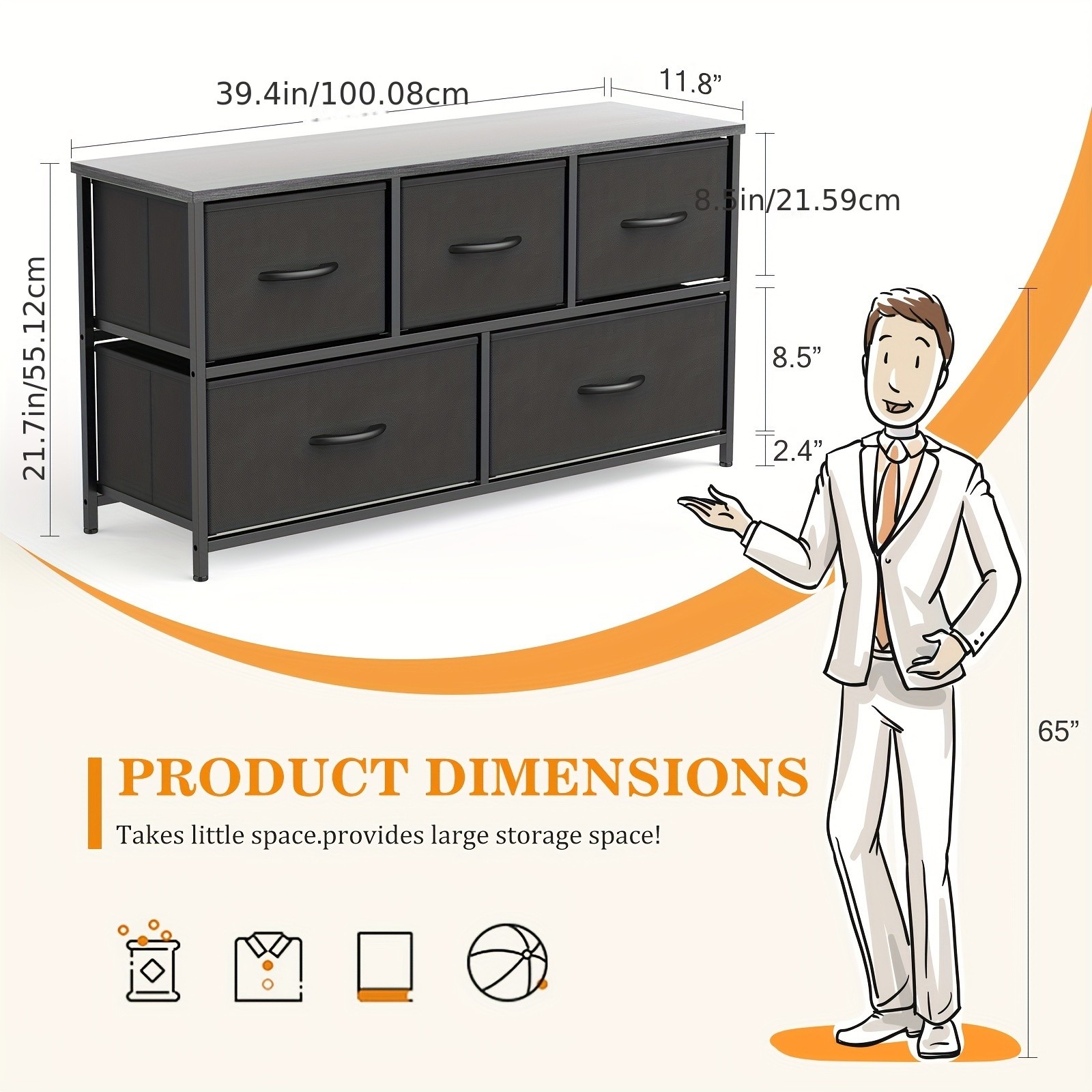 Storage Cabinet with 5 Drawers