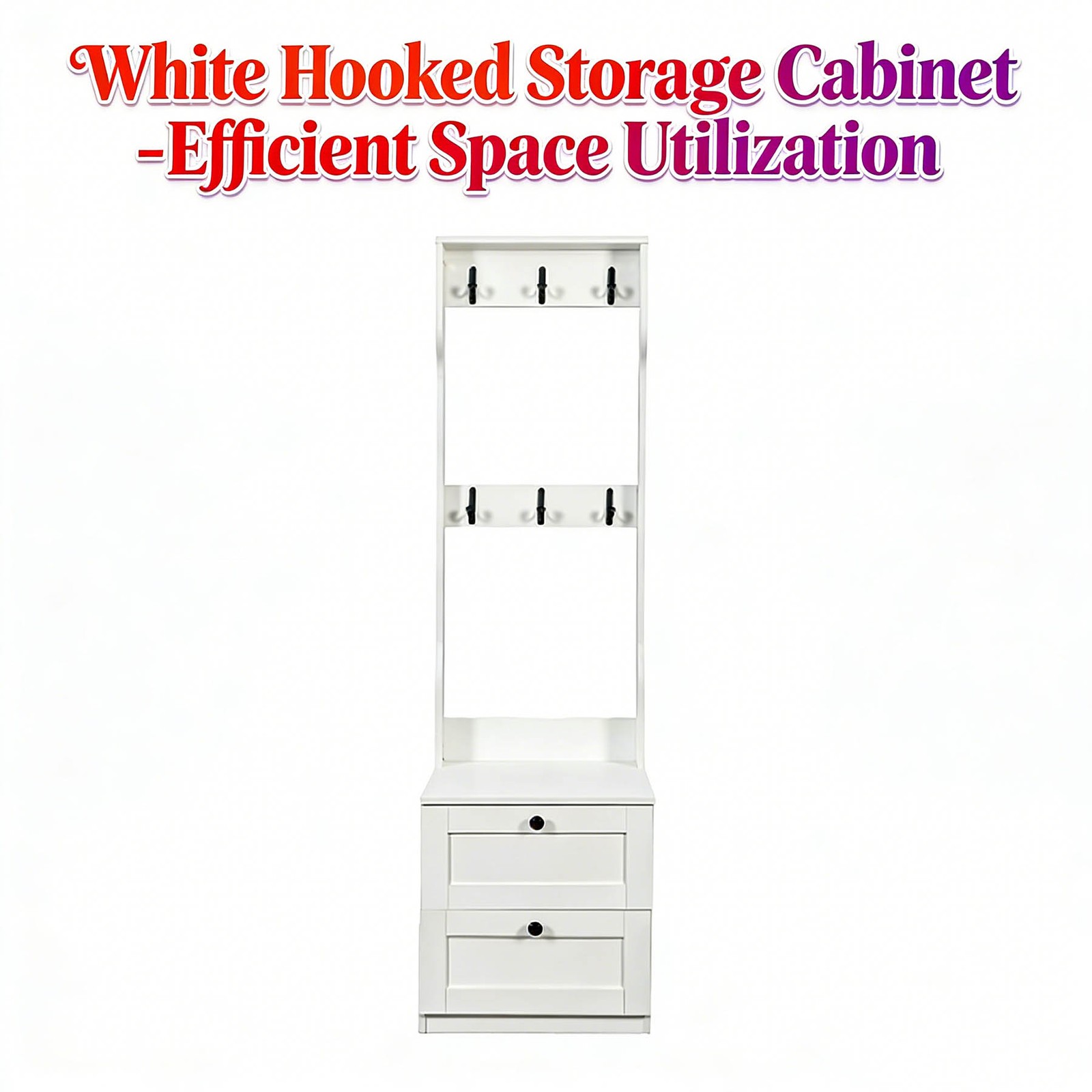 Bedside table with bookshelf and two storage drawers