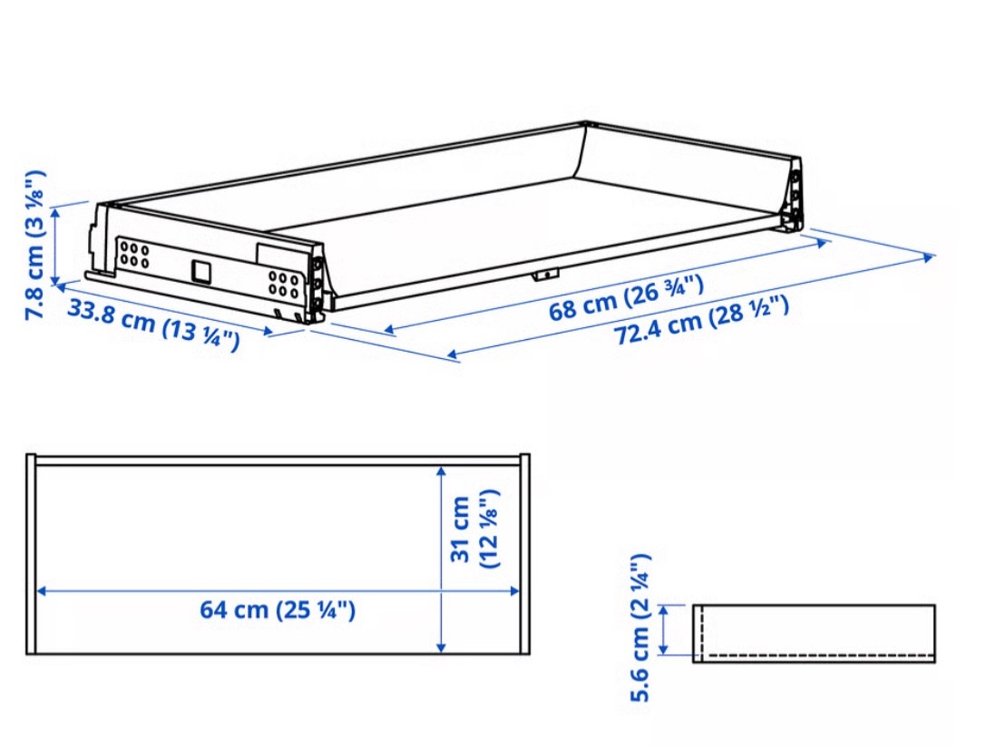 Brand New IKEA MAXIMERA White Low Drawer 30×14 3/4 ” SEKTION Cabinets 102.656.60