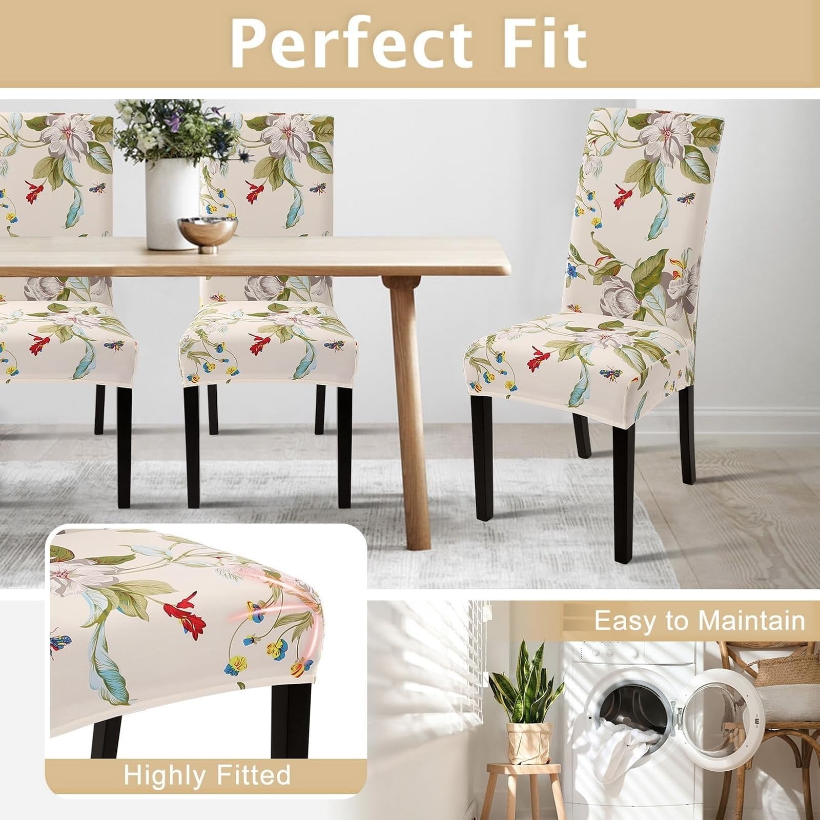 SearchI Dining Room Chair Covers Set of 2, Stretch Removable Washable