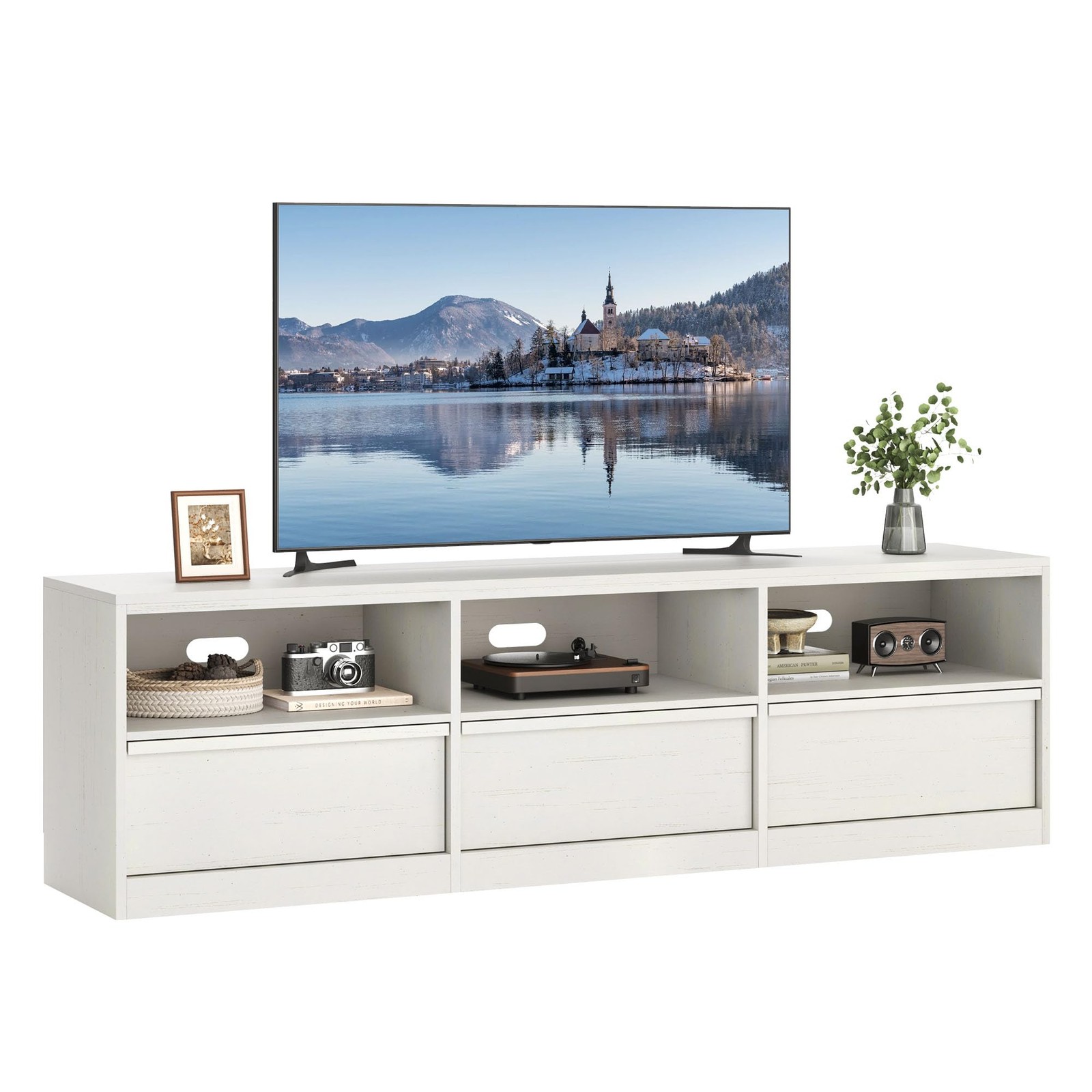 TV Stand for TVs Up to 85″, 70″ Media Console with Storage Drawer & Open Shelves