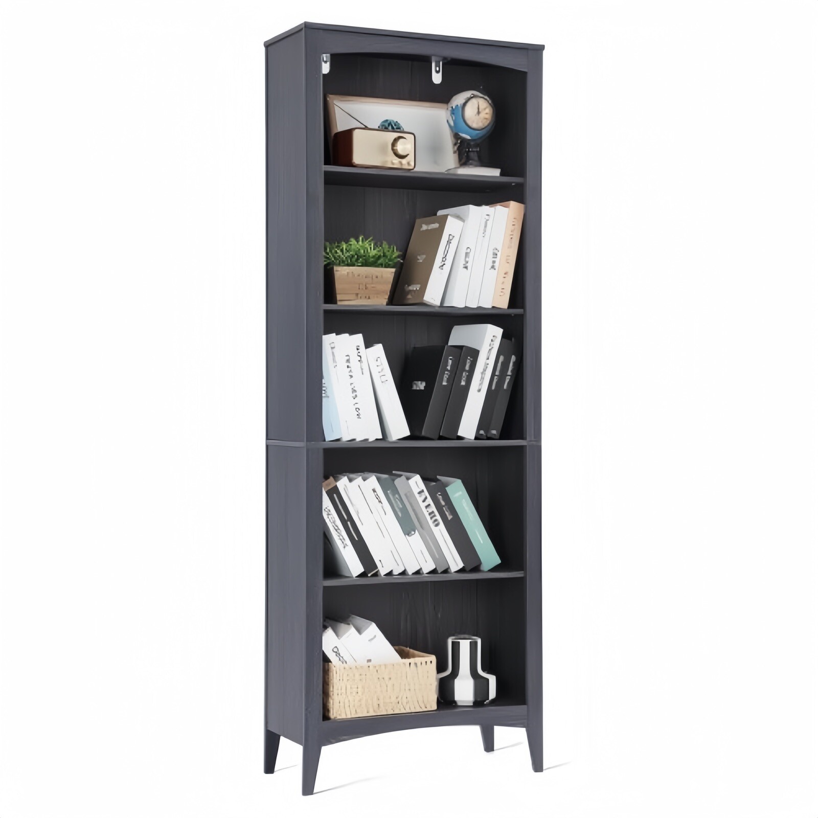 5 Tier Wooden Bookcase, 65in Open Display Bookshelf for Home, Bedroom, Office