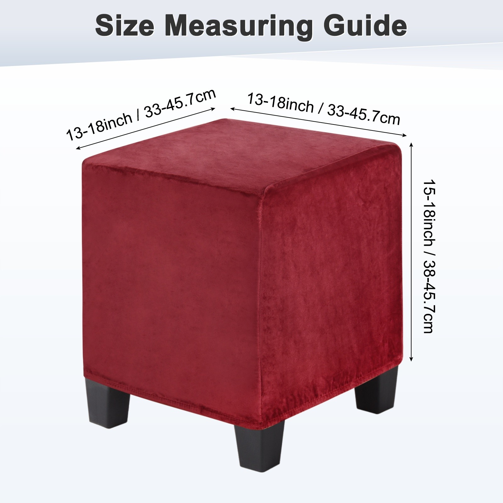 1-Pack 13″x13″x15″ Stretch Square Ottoman covers Footstool Protector Wine