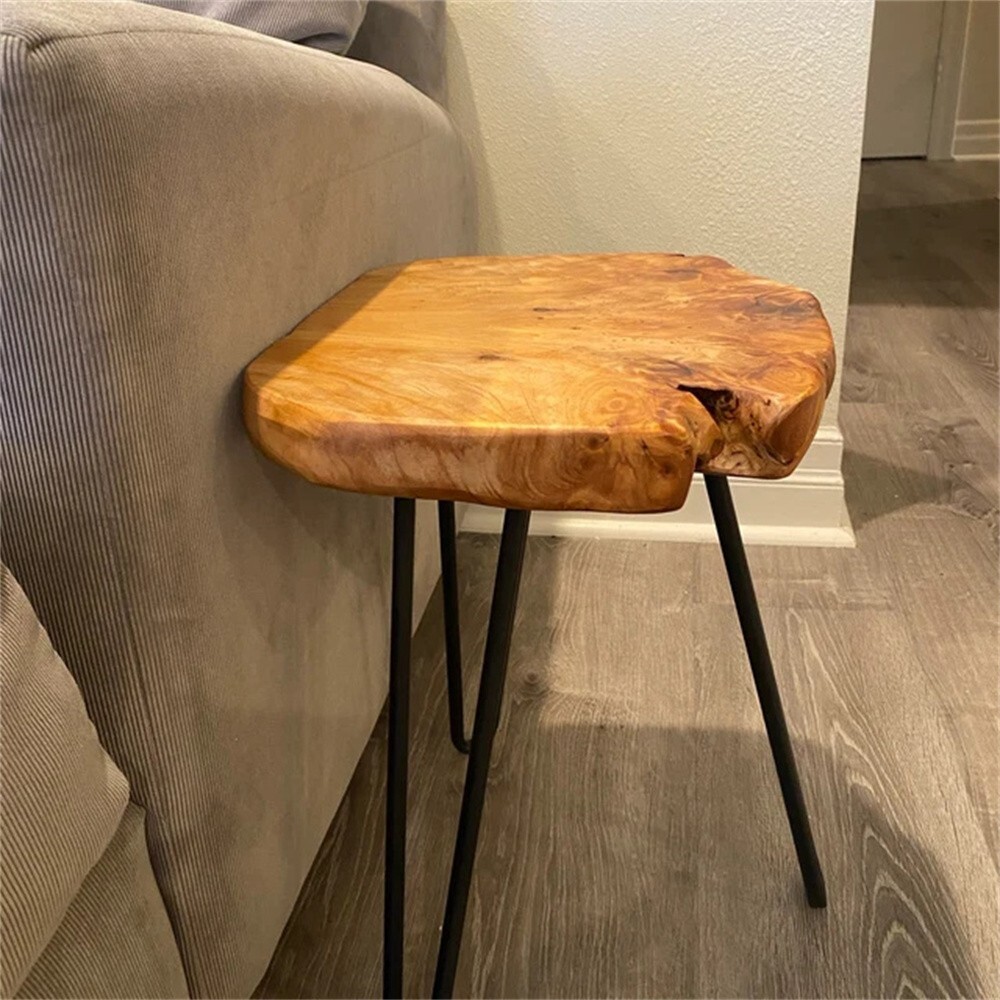 Cedar Roots Natural Edge End Table Wood Side Table Nightstand 13.5”x12”x17.4″H