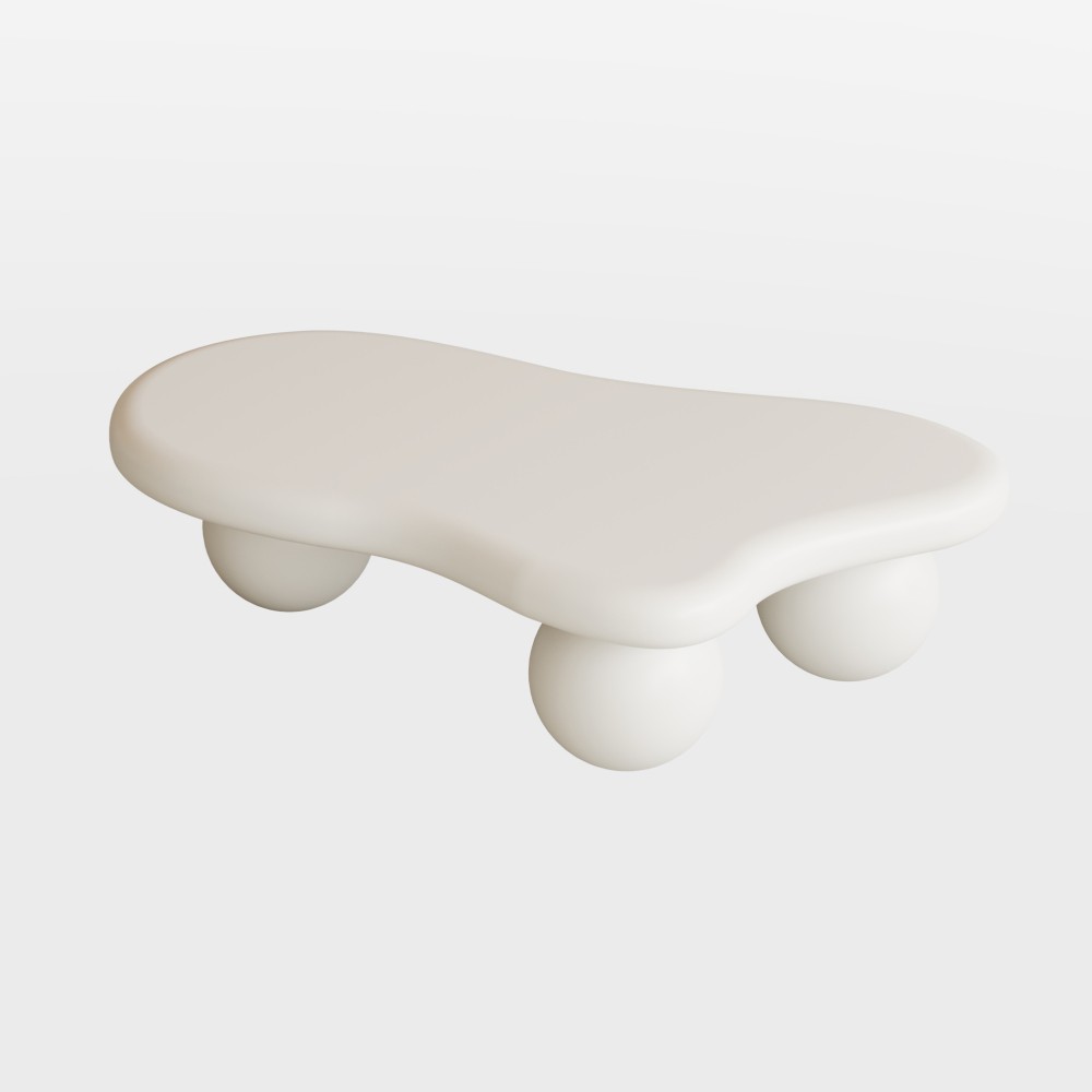 35″ Cloud Coffee Table Cream White Modern Minimalist Kid Pet Safe Small Spaces
