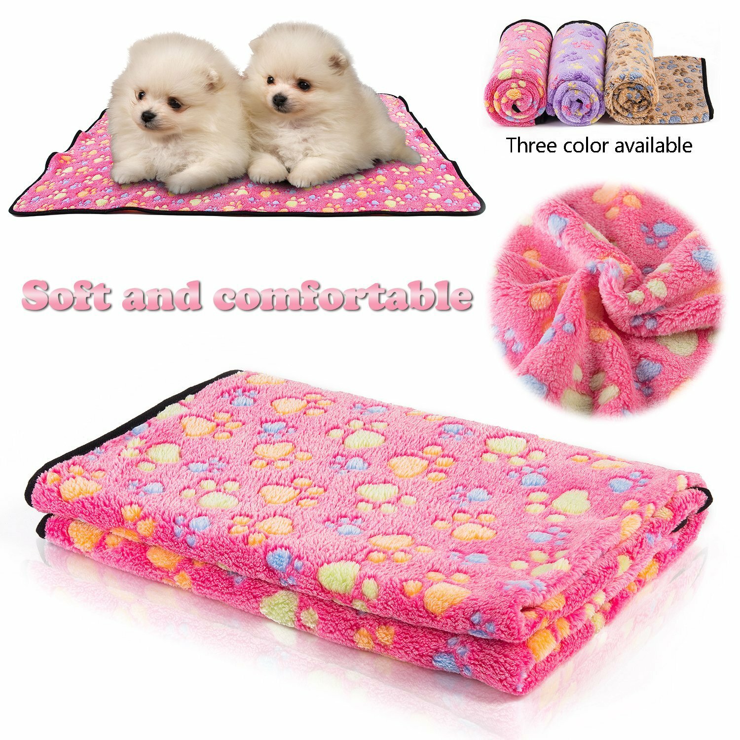 Soft Warm Fleece Lovely Design Paw Print Pet Blanket Dog Cat Mat Puppy Bed Sofa