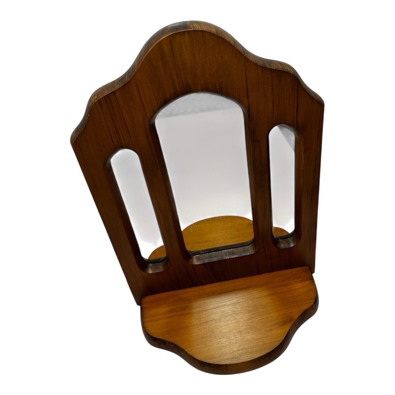 Vintage Wooden Wall Mirror With Shelf 18×9.5 Farmhouse Cottage Decor