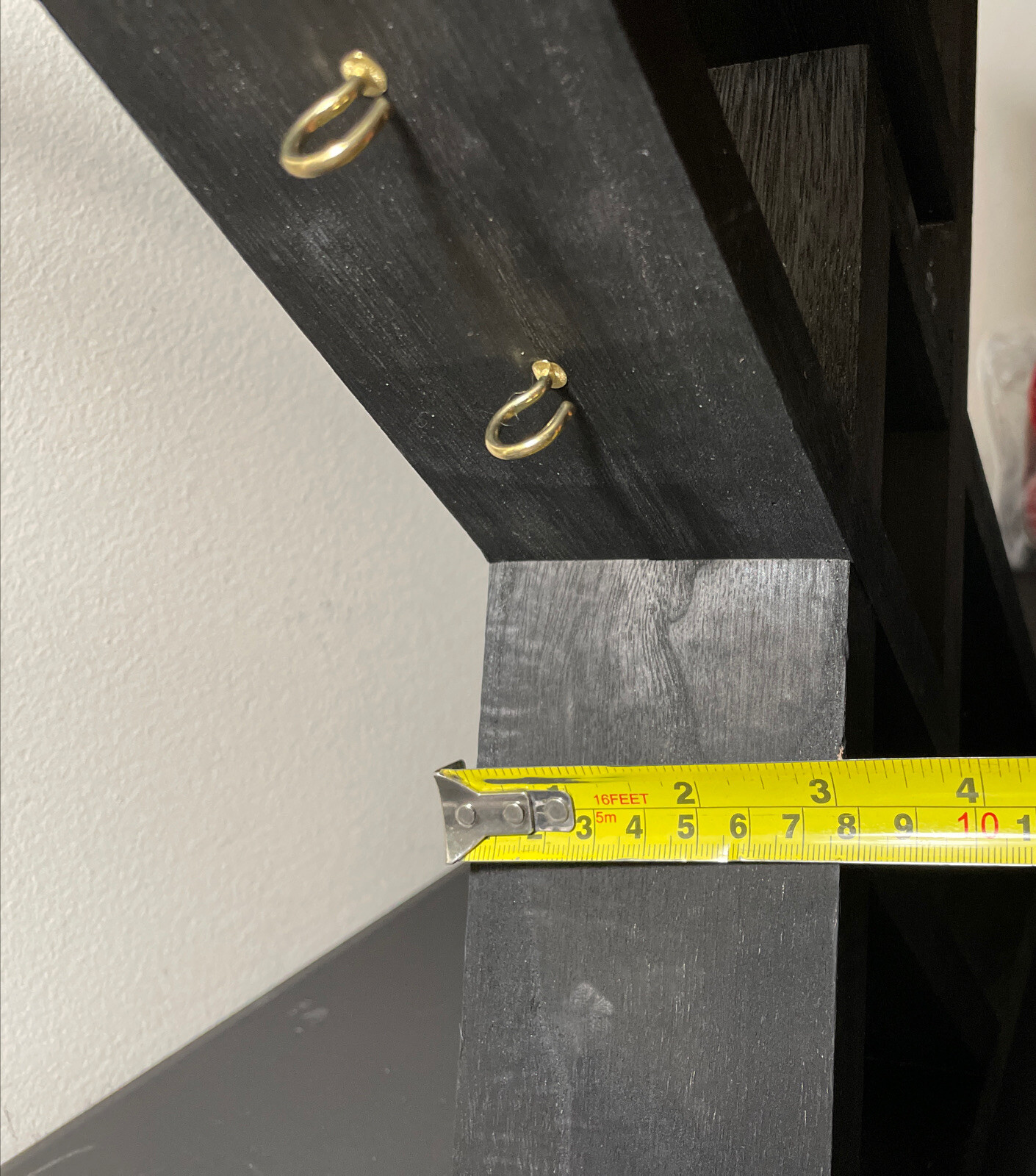 Triangle Solid Wood Floating Shelf with Hooks 14″×12″×3″