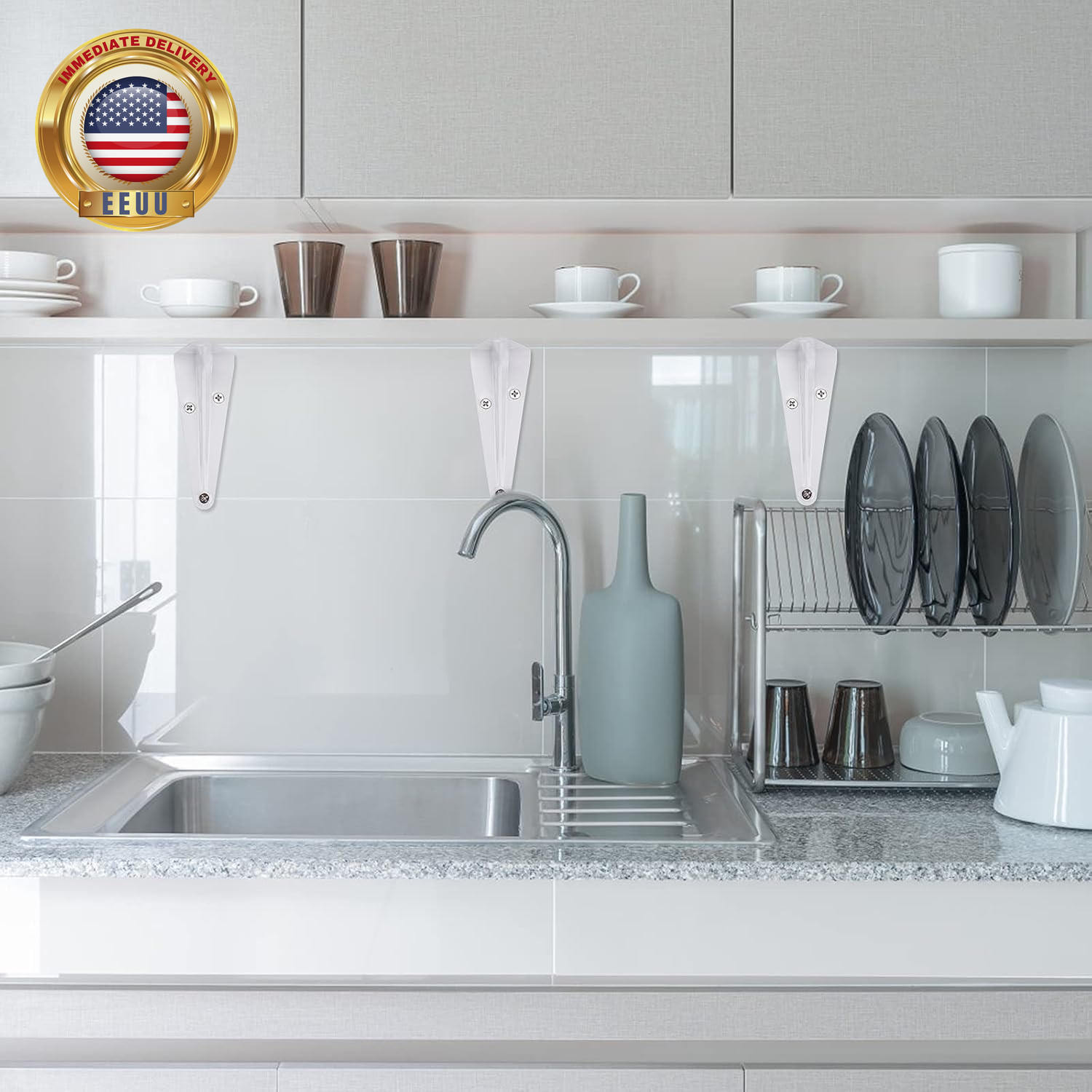 12 Pack Shelf Brackets White Heavy Duty L Brackets Metal Floating Shelf Brackets