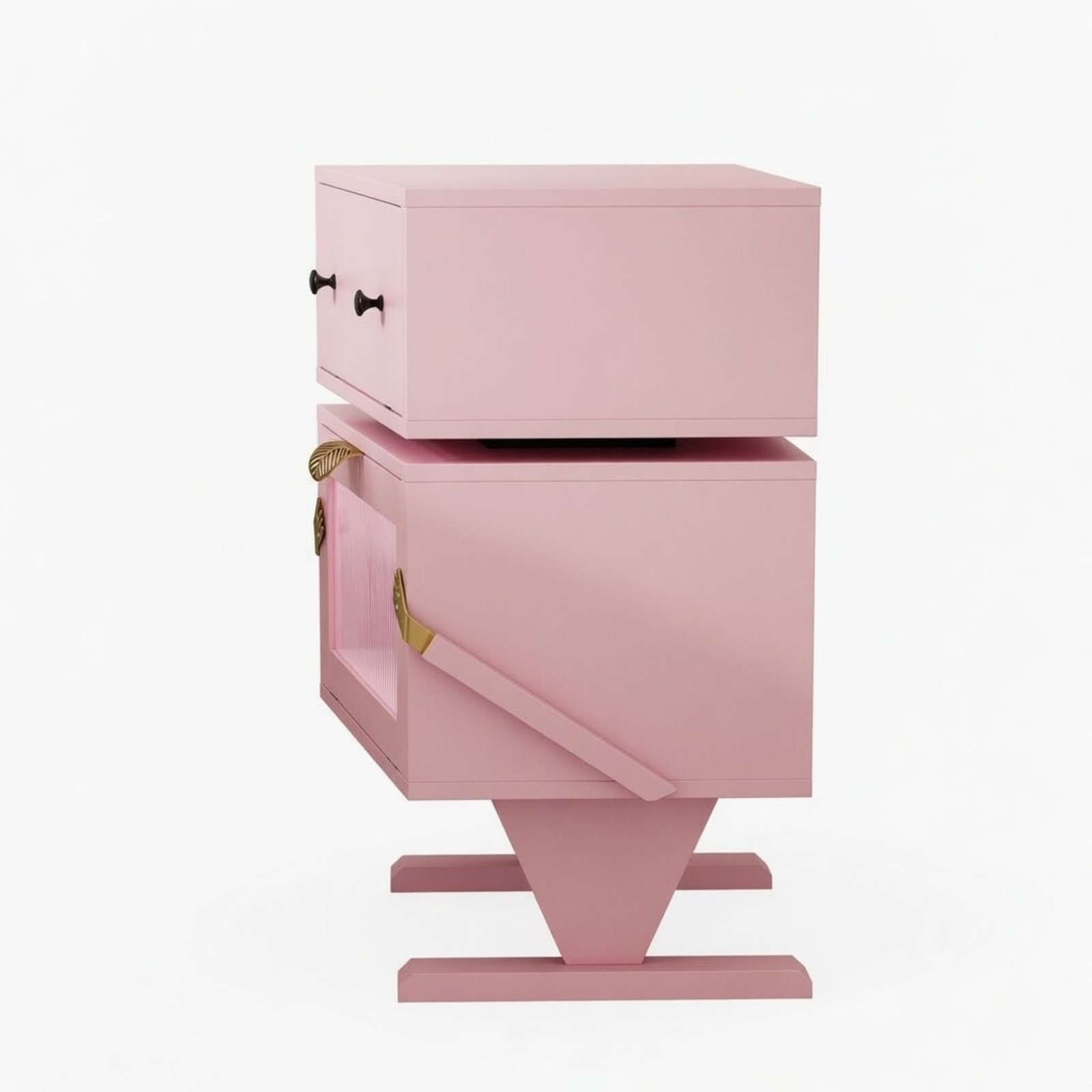 Pink Robot LED Nightstand with Rotating Drawer, 20.7″ Wide Modern End Table