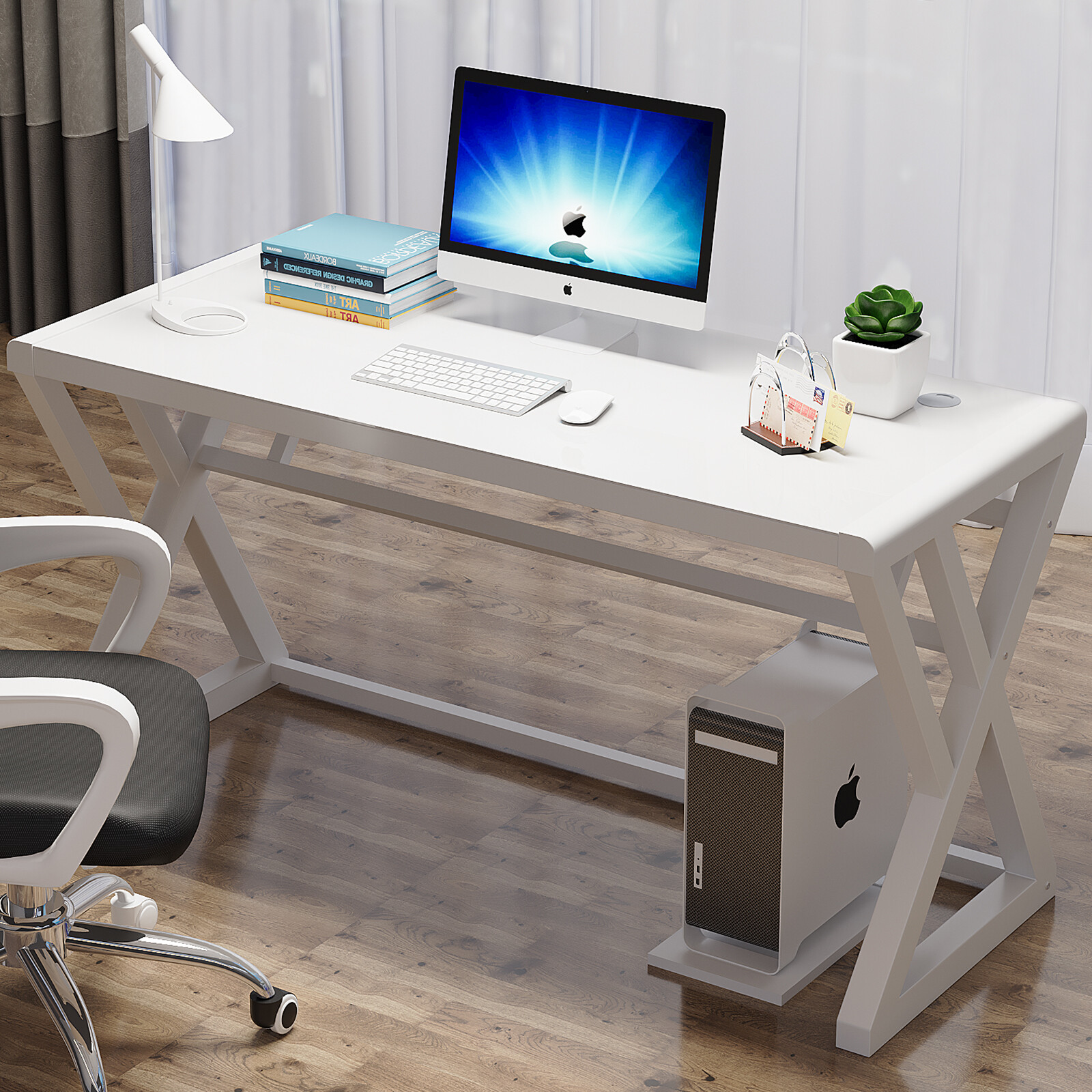 Tempered Glass Computer Desk Writing Study Table PC Laptop Desks for Home Office