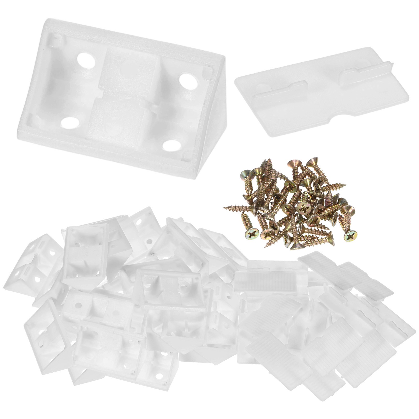 50-Pack L-Shape Corner Brace, 0.78×1.65 in Plastic Right Angle with Cover