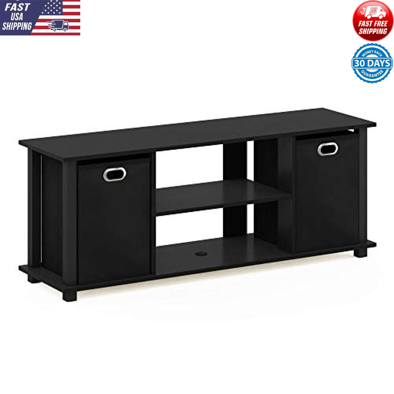 Modern Black TV Stand Storage Organizer Fits 42″ Flat Panel TV Flat Surface New