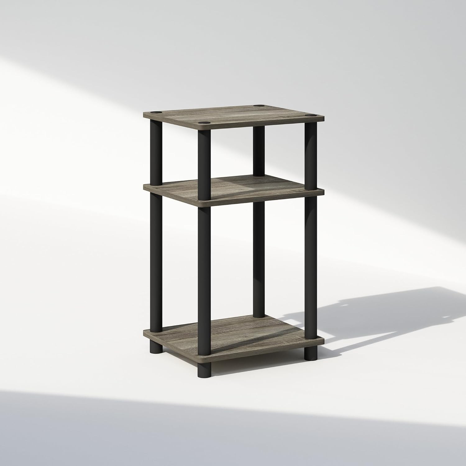JUST Night Stand, 3-Tier Turn-N-Tube Nightstand, Toolless Bedside Table, End