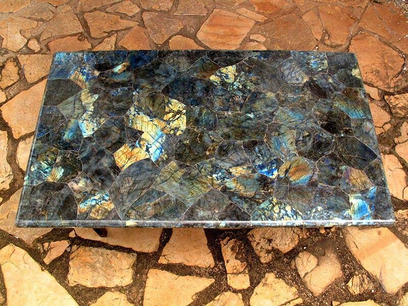 Labradorite Crystal Stone Table, Housewarming Table, Stunning Gemstone Table Dec