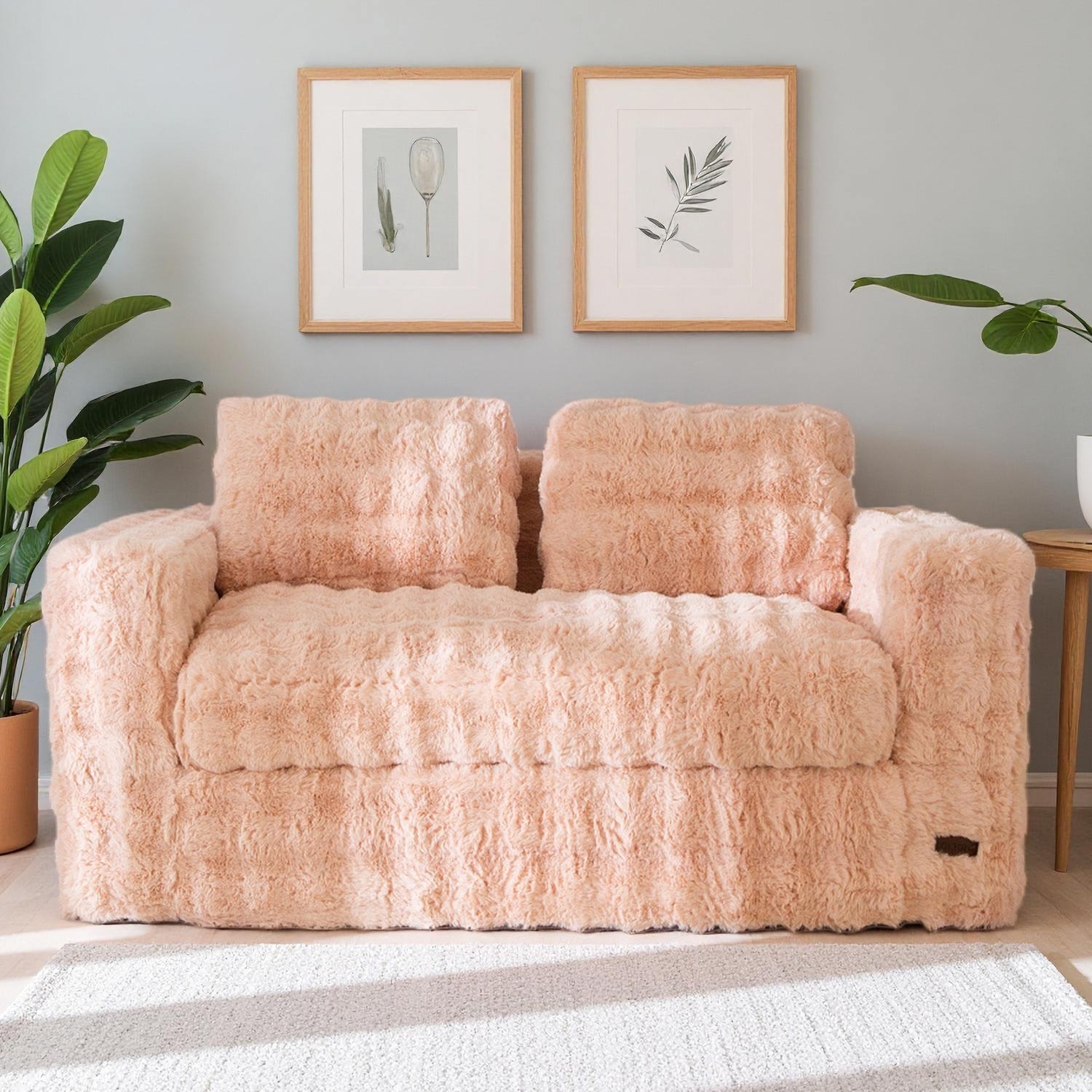 MAXYOYO 2/3 Seater Floor Sofa Bed,Bubbled Boneless Sofa with Pillows