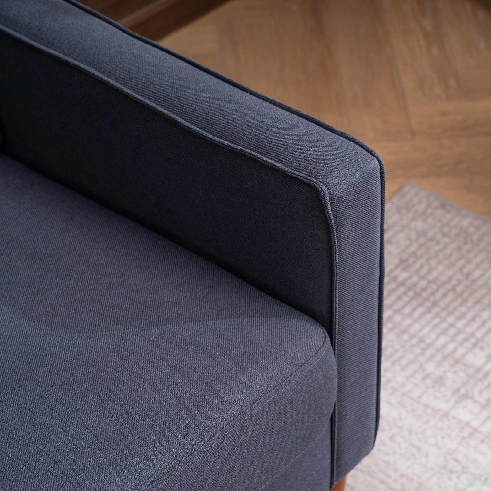 Linen Solid Wood Legs 3 Seats Without Chaise Concubine Modular Sofa Dark Grey