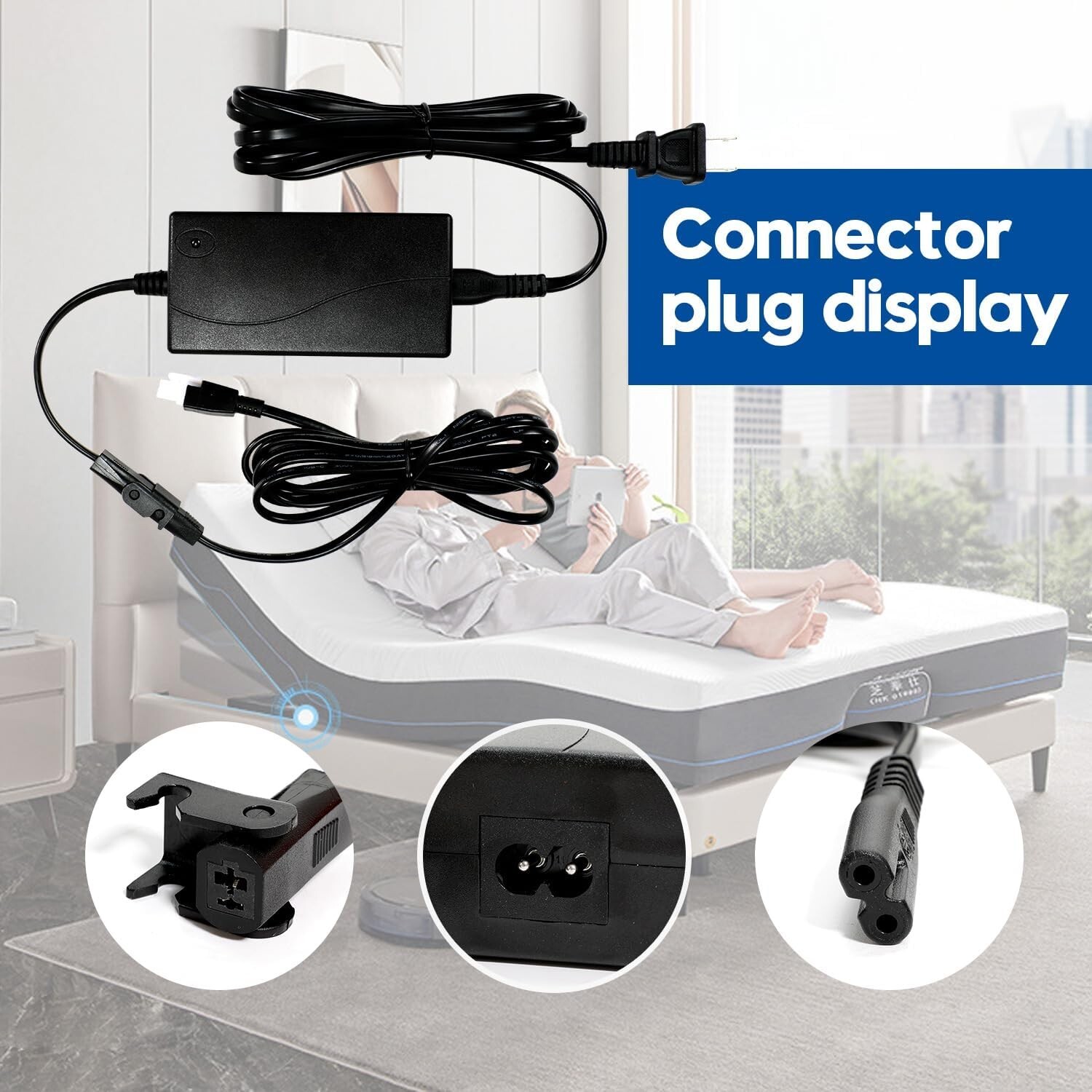 Adjustable Bed Power Adapter 3 Piece Kit for Tempur-Pedic Ashely Ergo Extend