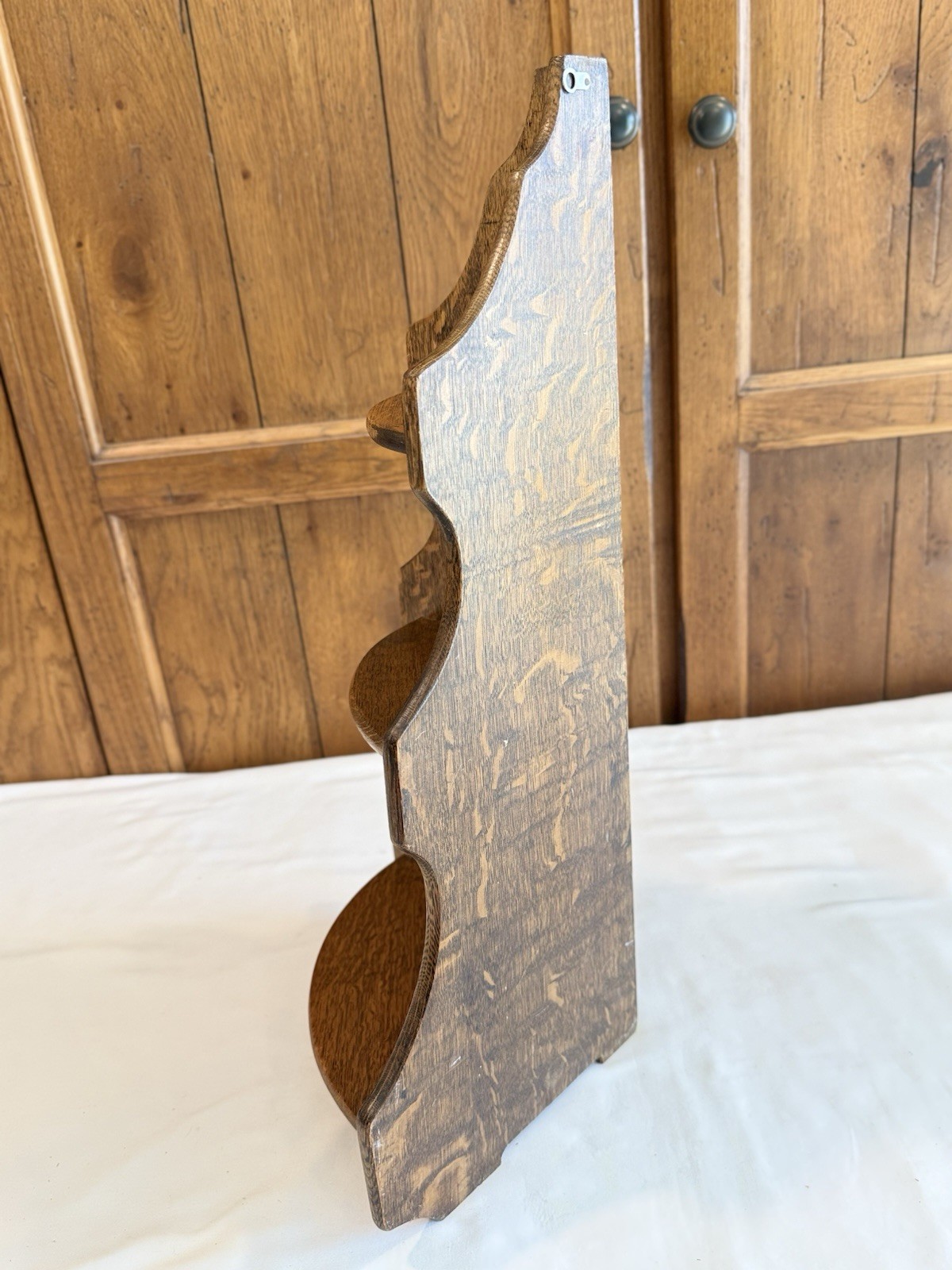 Vintage French Oak Corner Shelf 3 Tiers 20” Tall Cottagecore Farmhouse Decor