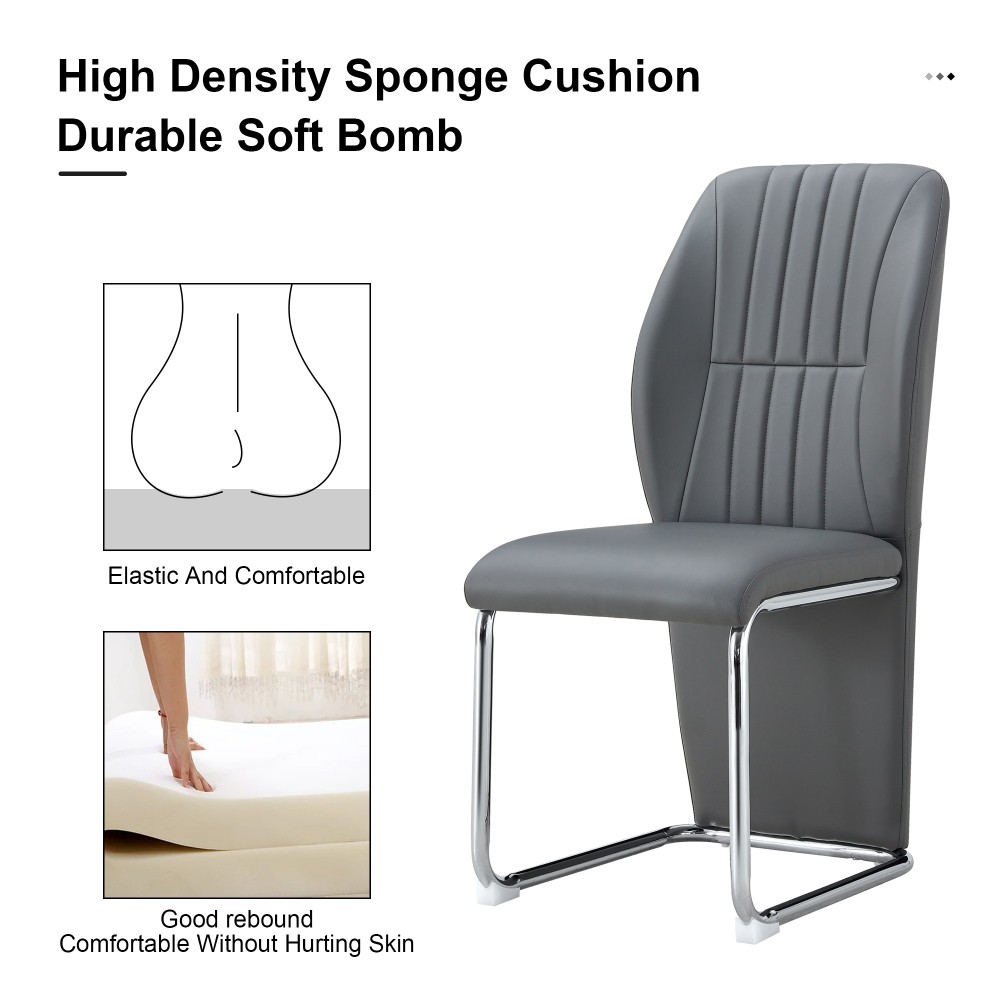 4 dining chairs made of PU material, featuring high backrests and legs