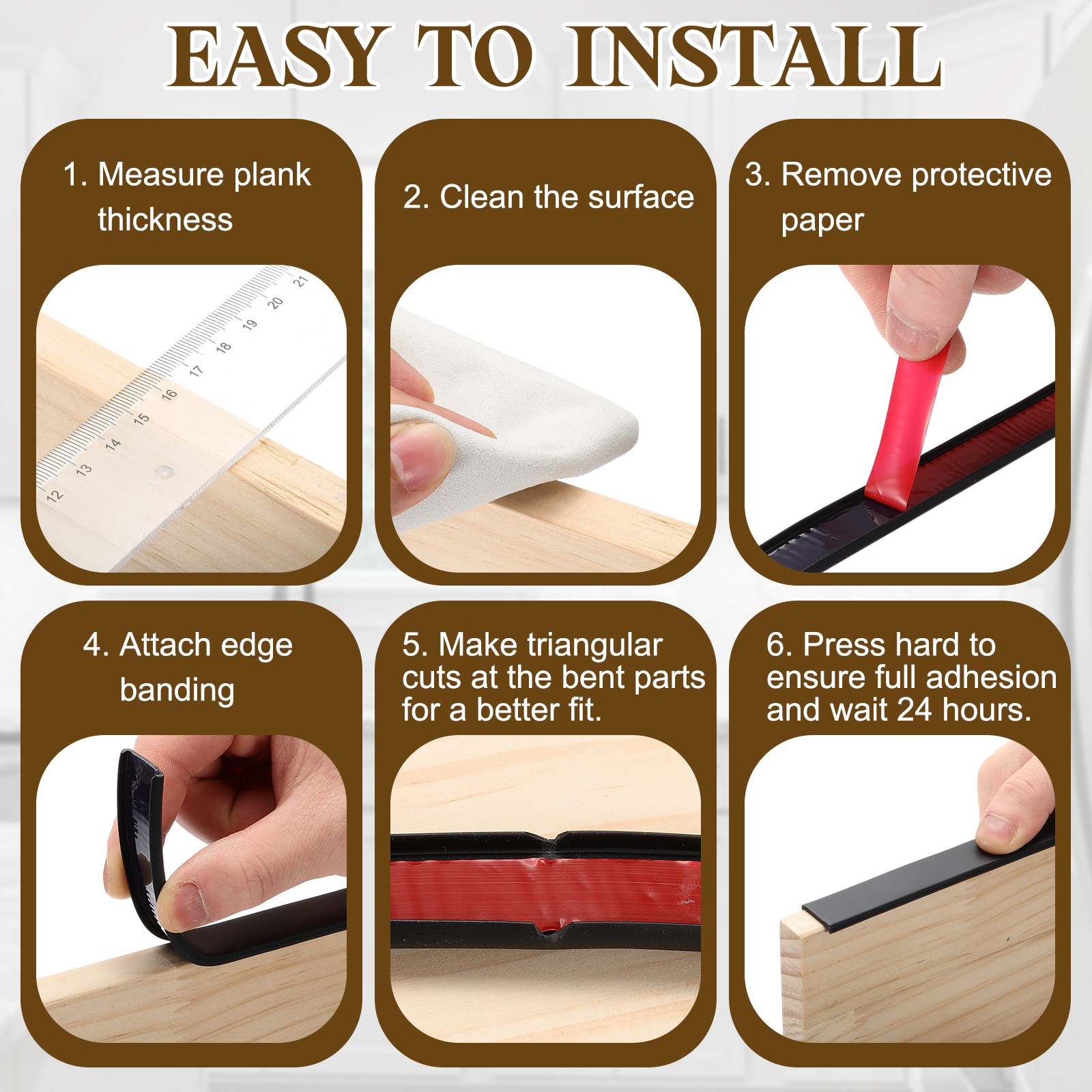 24.9 ft U-Shape Edge Banding Adhesive Trim Protector Fit 5/8″ Edge White