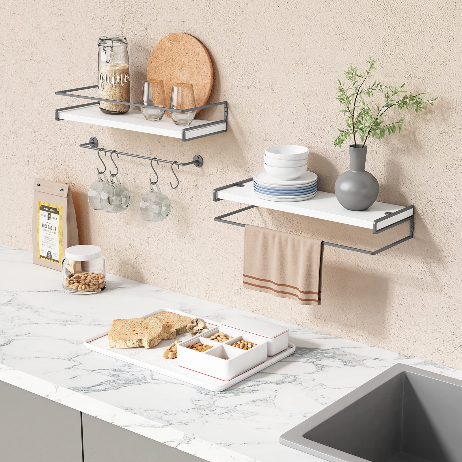 Forbena White Floating Shelves for Bathroom Organizer Over Toilet, Bathroom S…