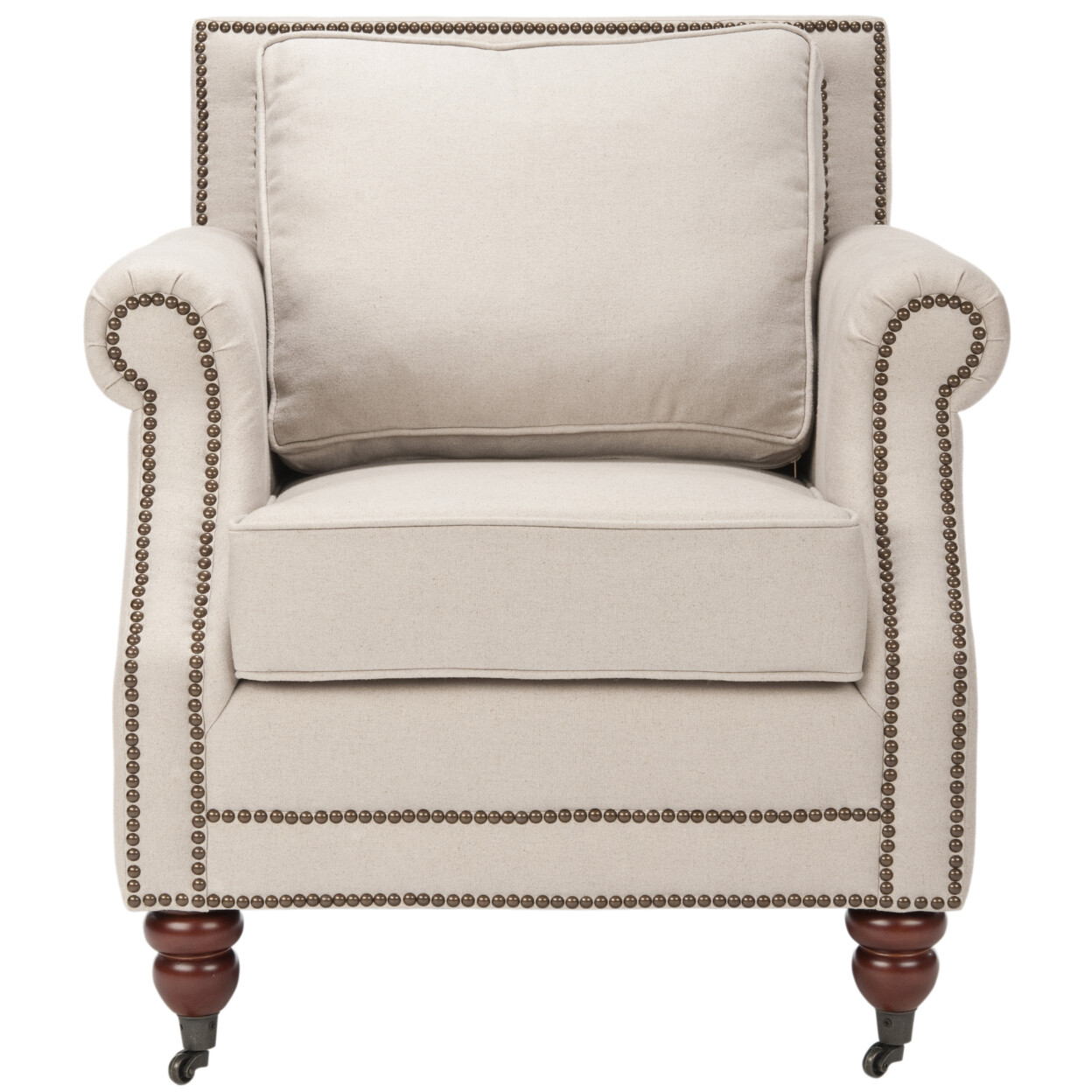 SAFAVIEH Karsen Club Chair With Brass Nail Head | Taupe |