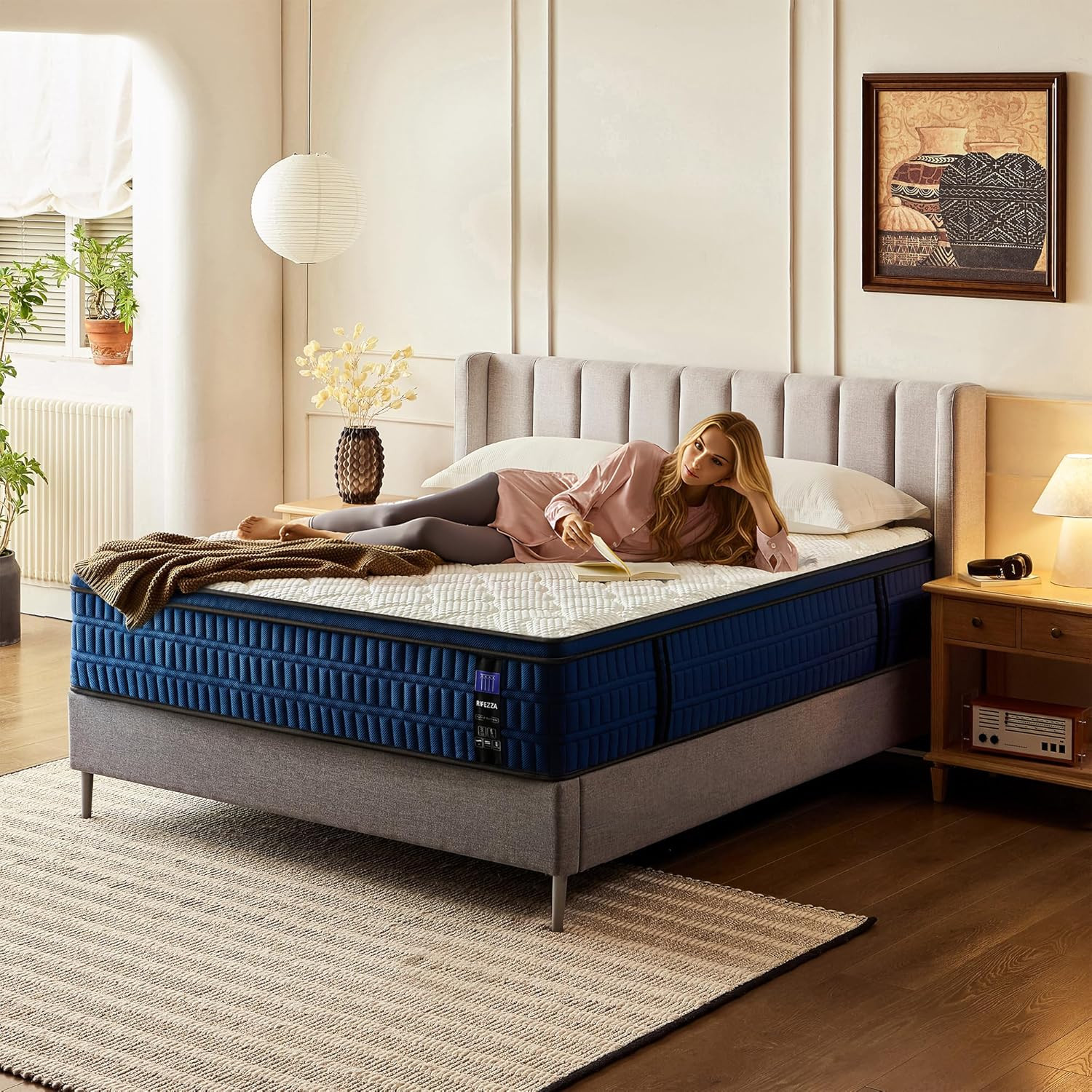 14″ Hybrid Mattress – Medium-Firm Gel Foam & Pocket Coils, Cooling Euro Top