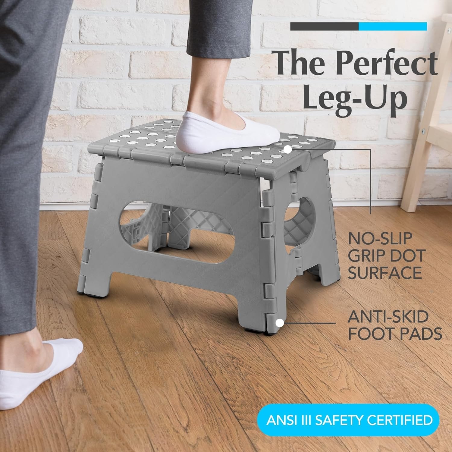 Folding Lightweight 9-Inch Step Stool for Kitchen & Bathroom – 300 lb Capacity
