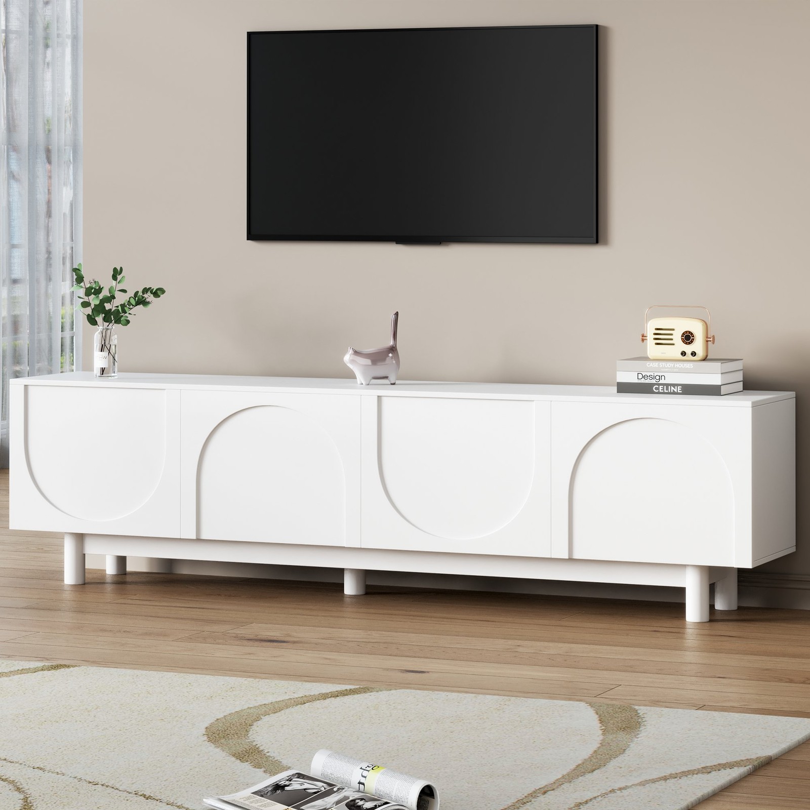 FUNIDEE TV Stand for TVs up to 78″ Entertainment Center Media Console Cabinet