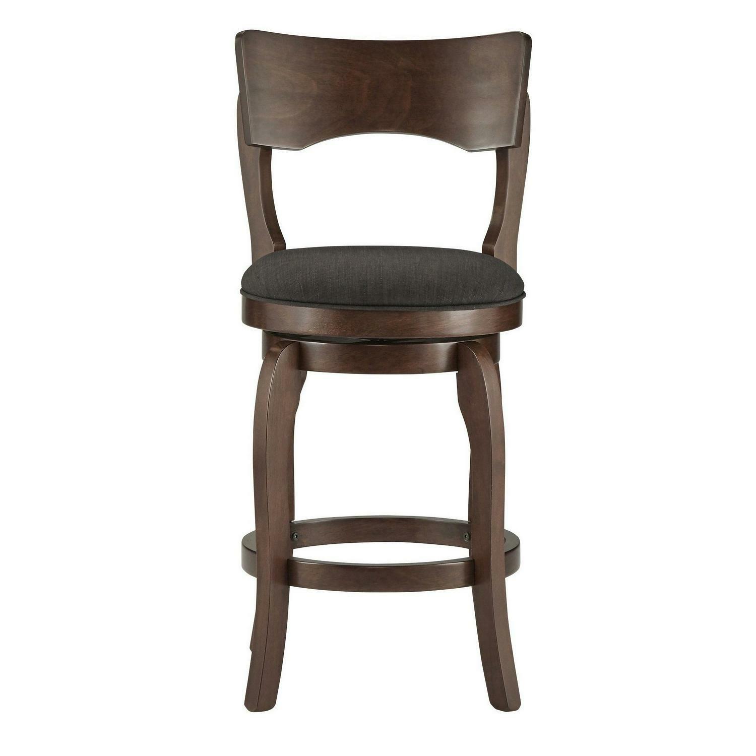 Transitional Swivel 24-inch Counter Height Stool Scroll/Curved Back Padded Seat