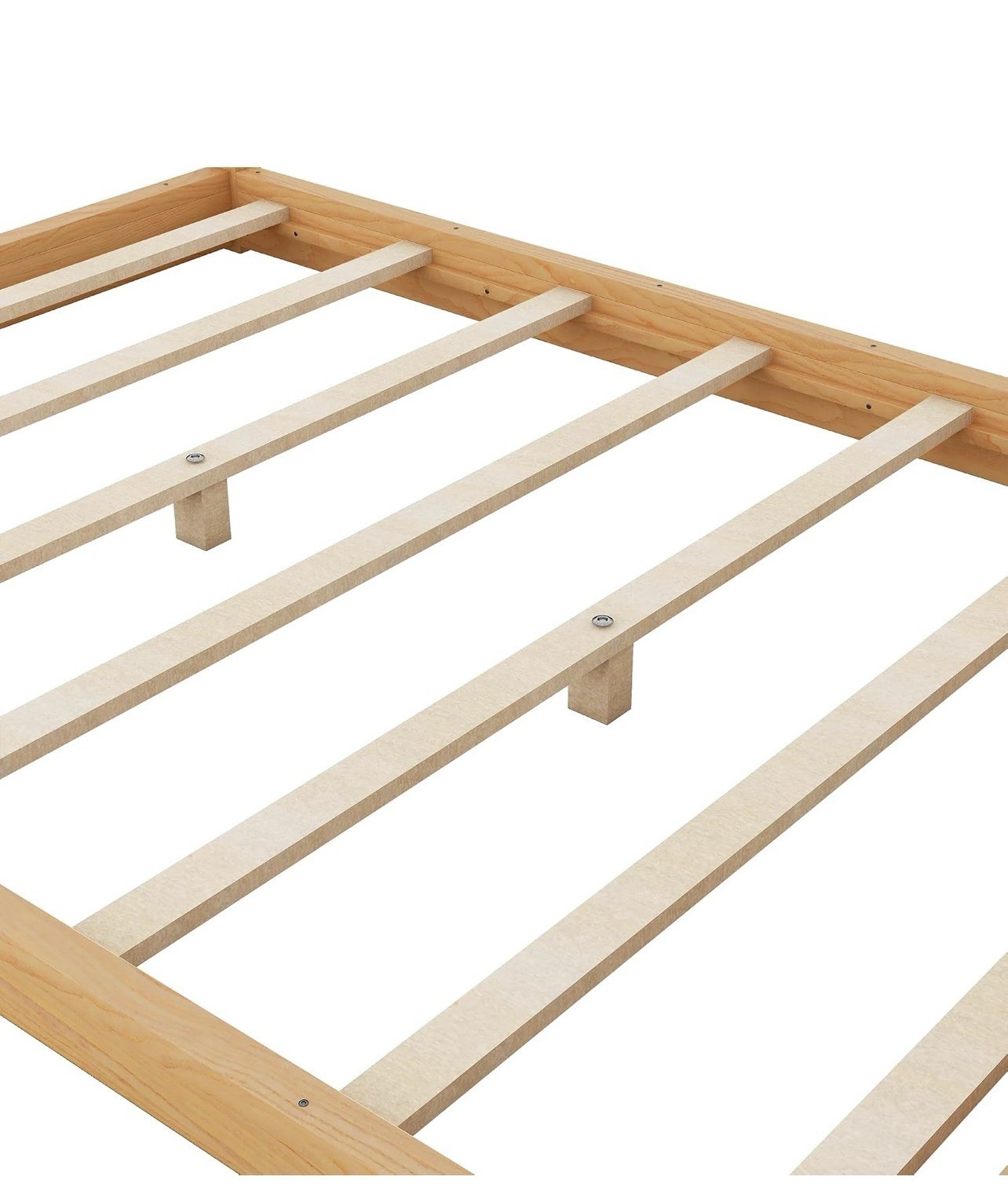Full Sized Natural WoodCanopy Floor Bed For Kids Teens Adults