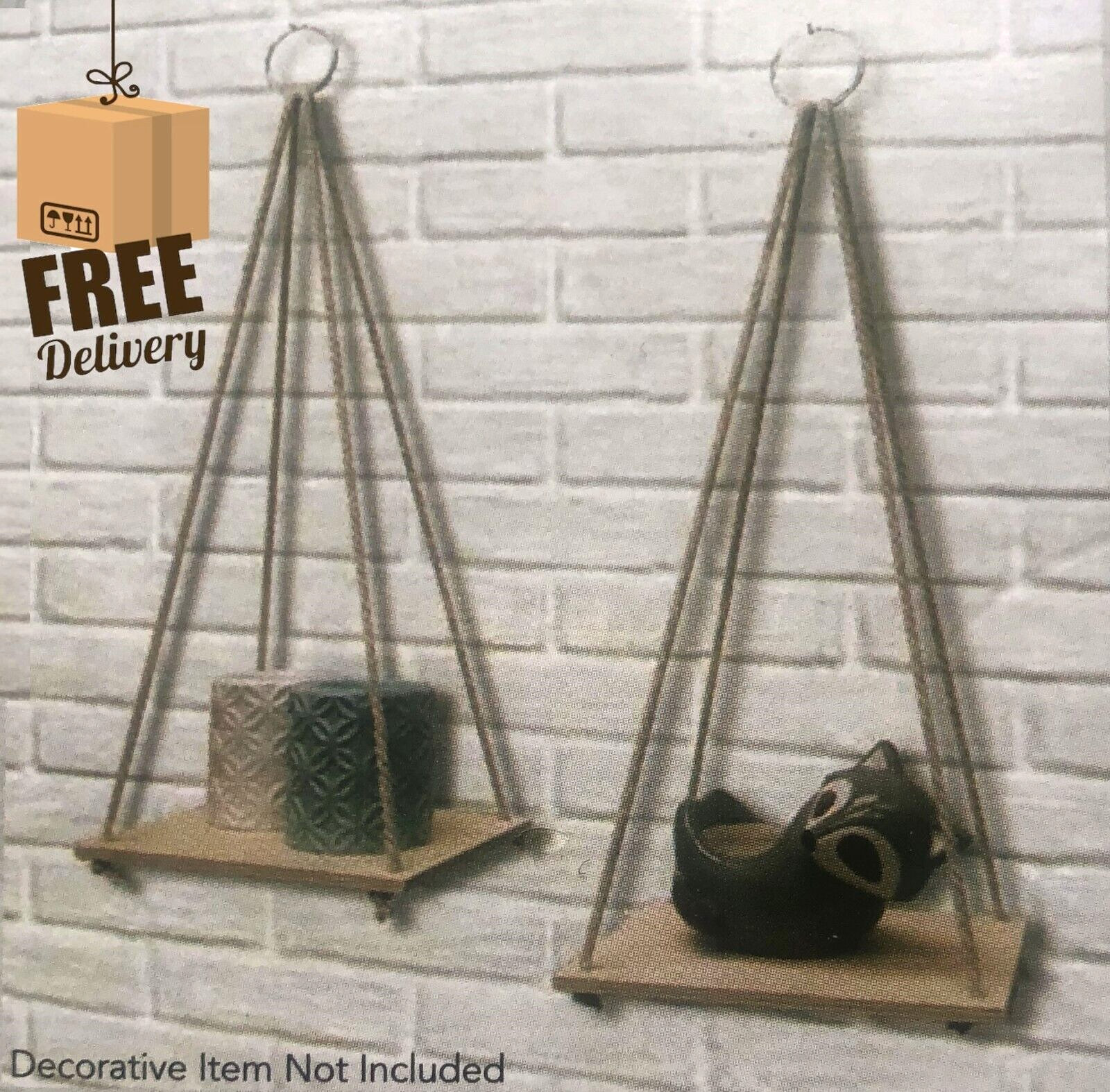Small Decorative Hanging Wall Shelves with Rope 2 Pack 6.75×5.25″ Floating Shelf