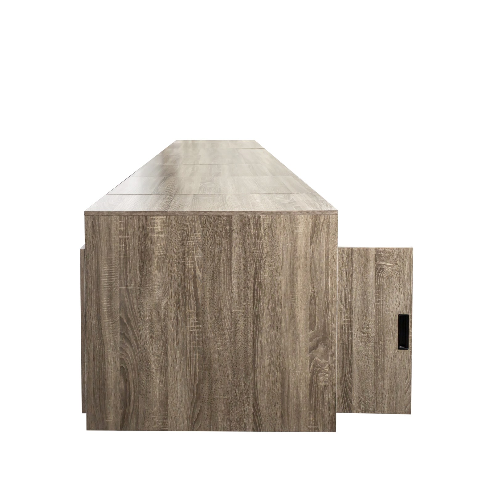 Modern Extendable Dining Table w/Outlet, Space Saving Expandable Table w/Storage