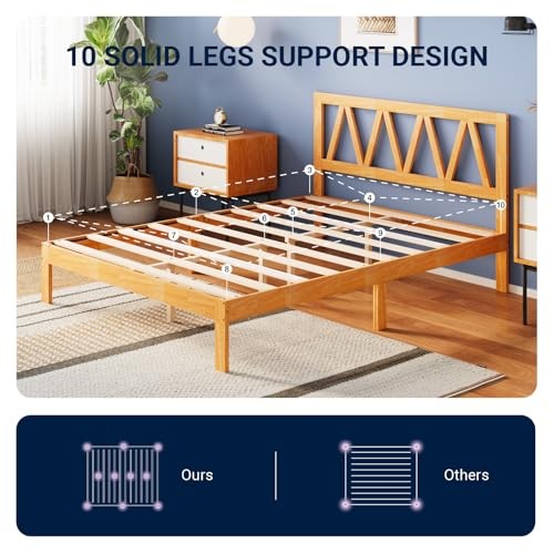 AVENCO SOLID WOOD PLATFORM BED FRAME HEADBOARD QUEEN SIZE – – Scratch & Dent