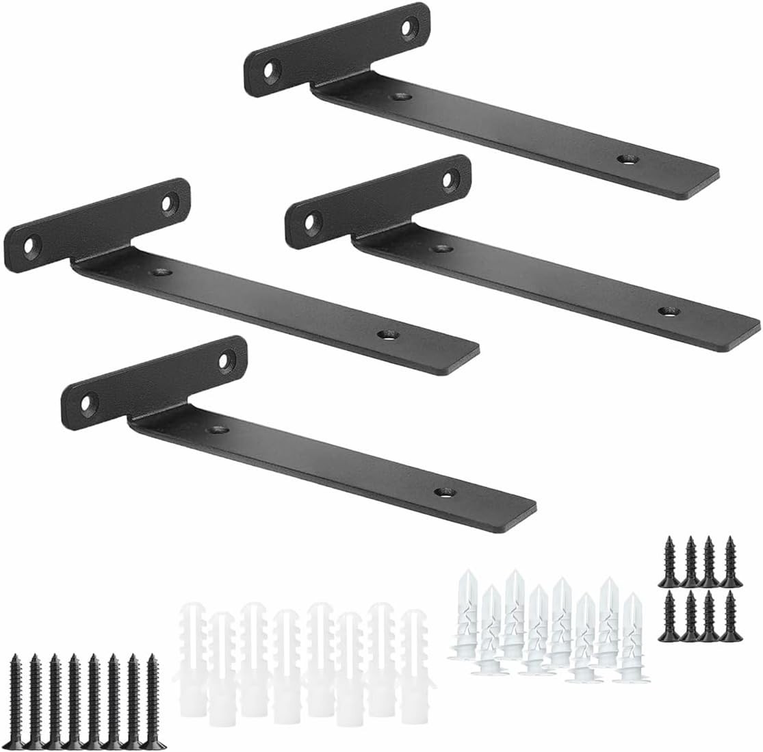 4 Pack Floating Shelf Brackets 6 Inch Heavy Duty Industrial Wall Black Metal