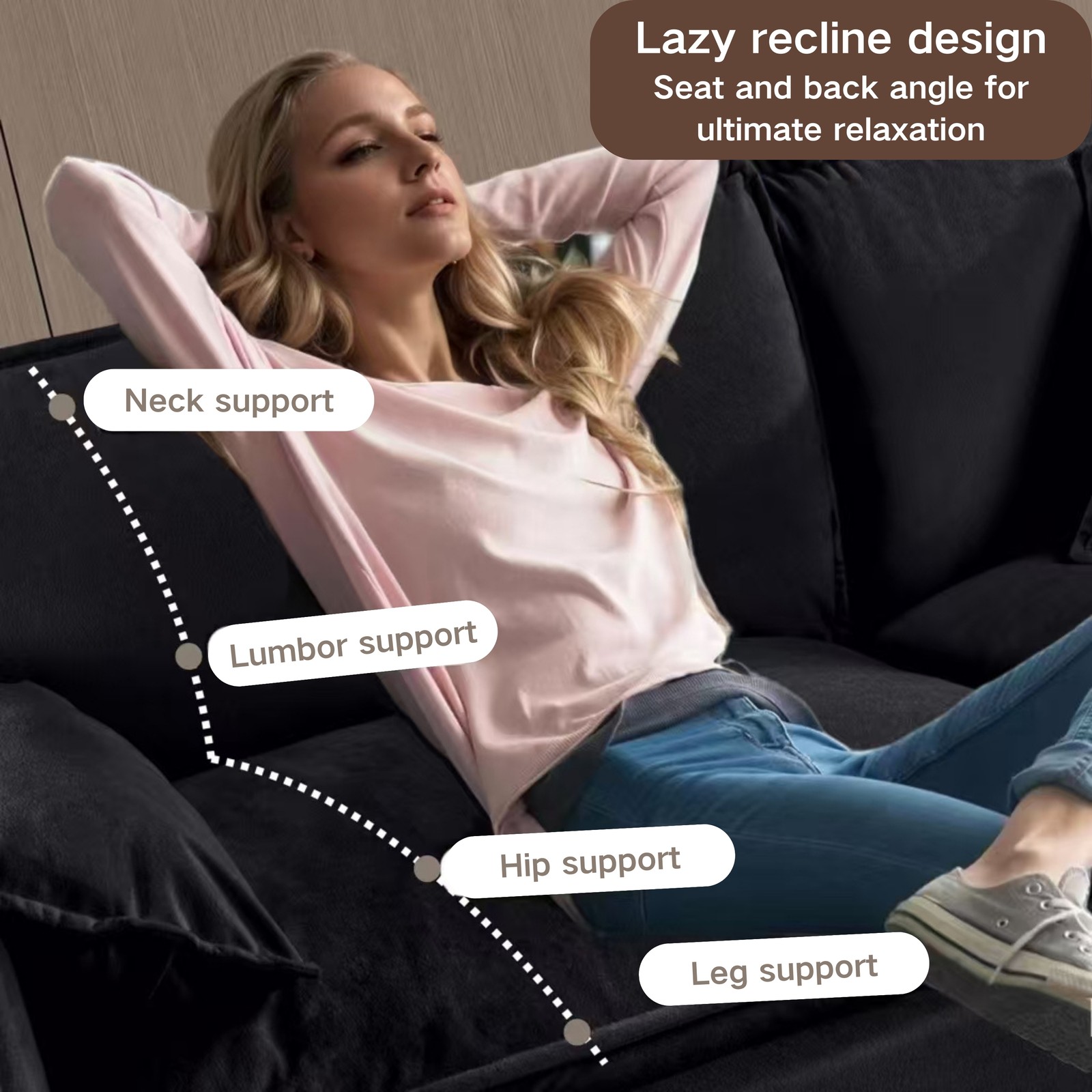 Oversized 57.48″ Recliner Chair with Movable Ottoman – Soft Chenille Upholstere