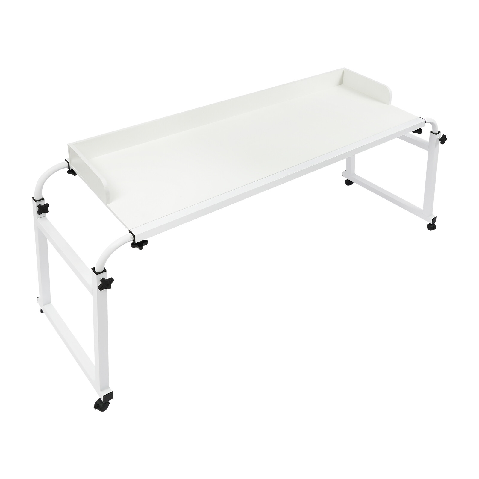 47.2*15.7in Overbed Table Height Adjustable Over Bed Desk with 4 Wheels White US