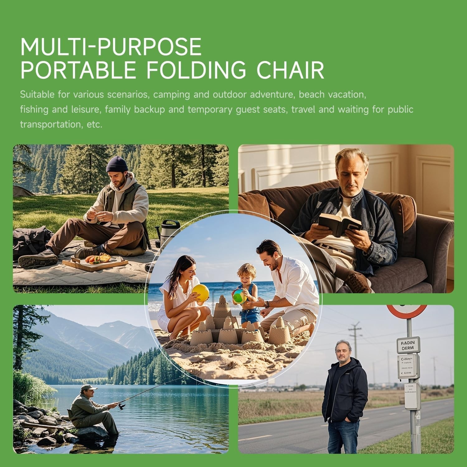 11.8″Folding Stool Carbon Steel Collapsible Portable Pocket Camping Hiking Chair